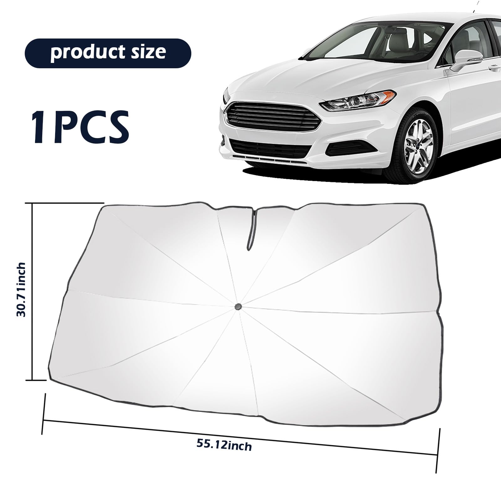 55.12x30.71 Car Windshield Sun Shade Umbrella,Thickened Windshield Umbrella Sun Shade with 5 Layers Nano for Insulation,Foldable