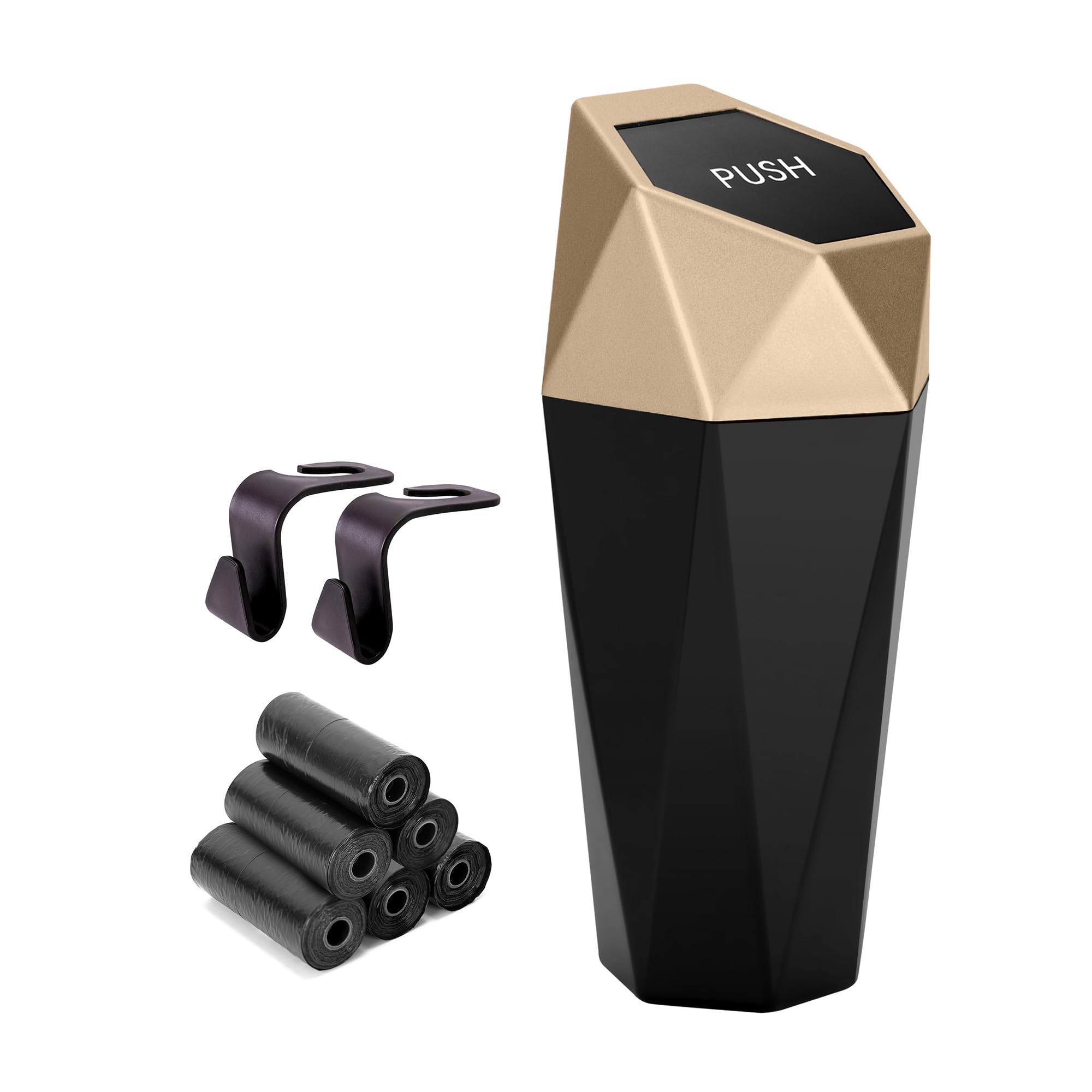 Ginsco Car Trash Can Cup Holder, Mini Car Trash Can With Lid, Car Accessories For Interior, Leakproof Small Trash Cup For Car, H