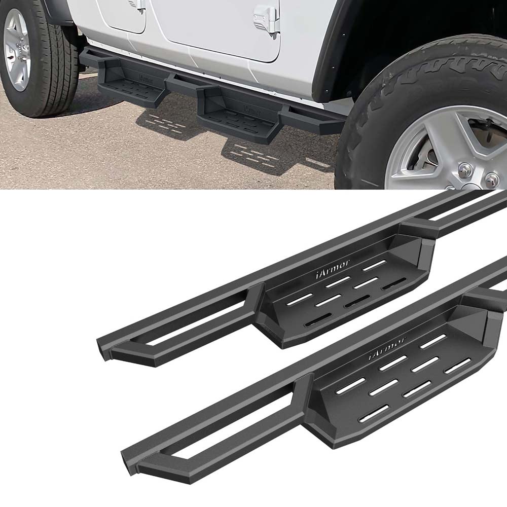 Hd Ridez Pocket Drop Steps Armor Compatible With Jeep Gladiator 2020-2024 Crew Cab (Nerf Bar Side Steps Side Bars)