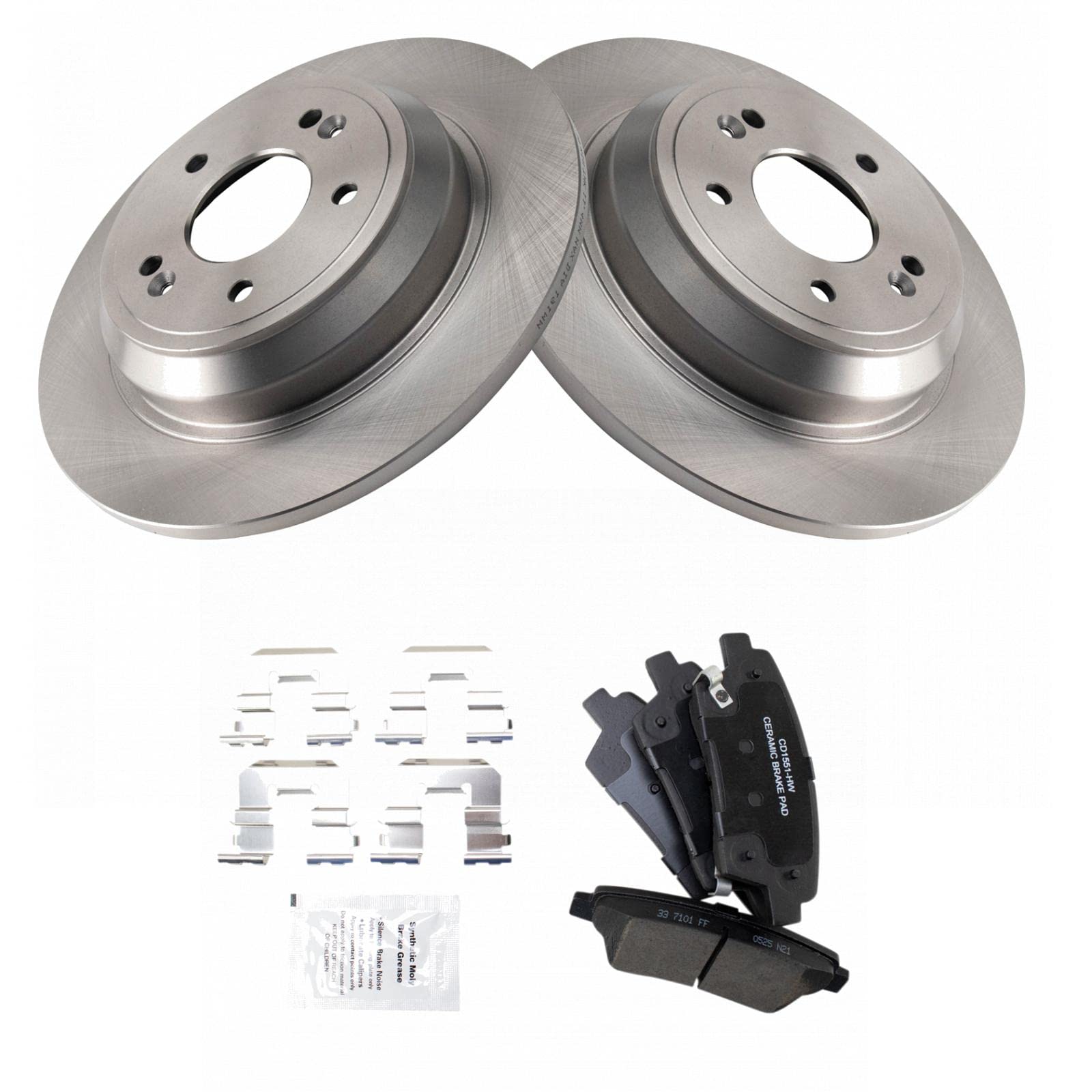 Trq Rear Brake Pad & Rotor Kit Brake Pads Brake Rotor Ceramic Compatible With 2017 Genesis G80 2010-2016 Hyundai 2016-2017 Kia K