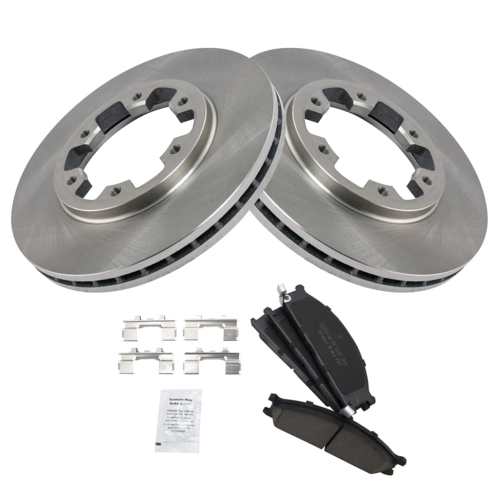 Trq Front Brake Pad & Rotor Kit Brake Pads Brake Rotor Ceramic Compatible With 1986-1994 Nissan D21 1999-2002 Frontier 1987-1995