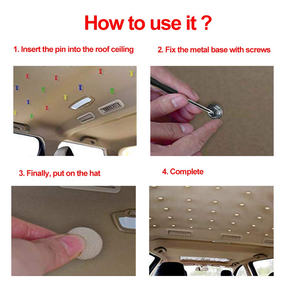 Ricwina 60 Pcs Automotive Car Roof Headliner Repair Button, Universal Auto Roof Snap Rivets Retainer Design For Car Roof Flannelette Fixed, With Installation Tool And Fit All Cars
