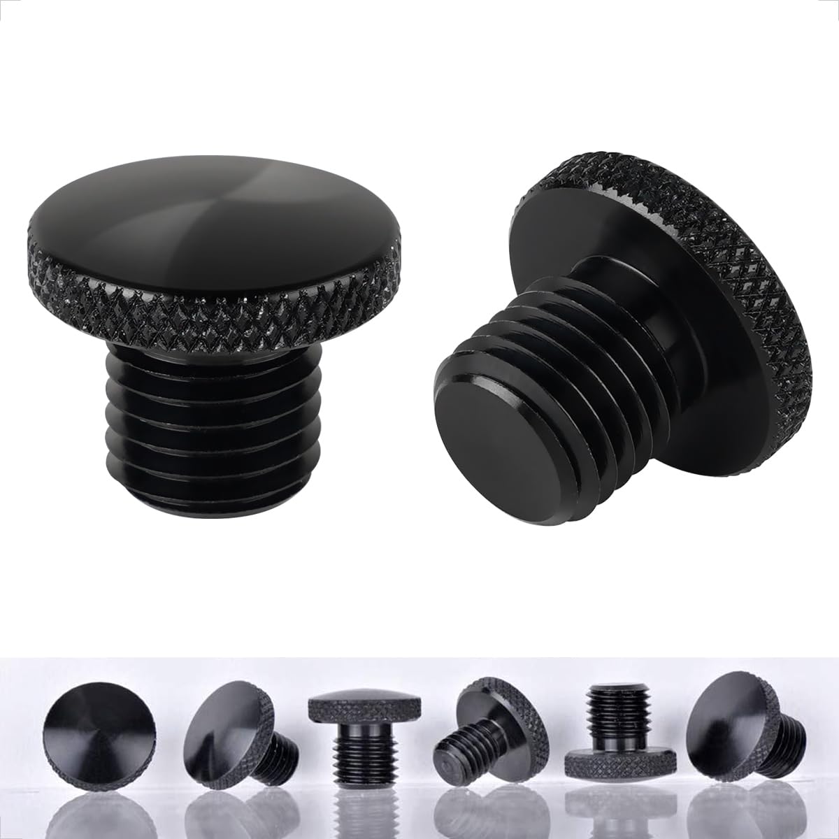 Evermotor M10 X 1.25 Motorcycle Mirror Hole Plugs Cnc 10Mm Aluminum Screws Accessories For Honda,Kawasaki,Ducati,Ktm,Yamaha Black 2 Pieces (Right Thread + Left Thread)