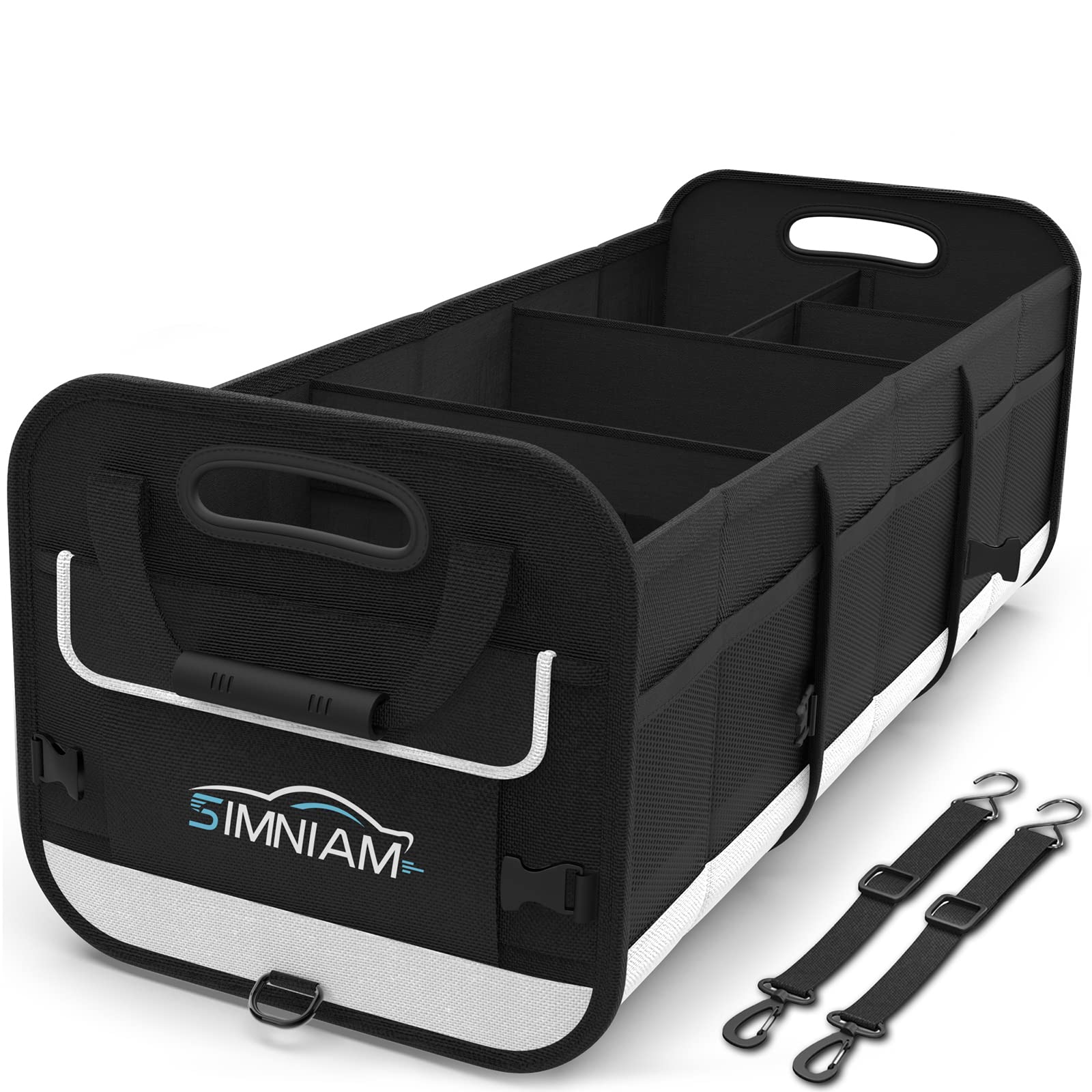 Simniam Large Car Trunk Organizer - With 5 Compartments Trunk Organizers And Storage Suv, Reinforced Handle, Securing Straps, Trunk Organizer Available For Car, Suv, Truck, Minivan
