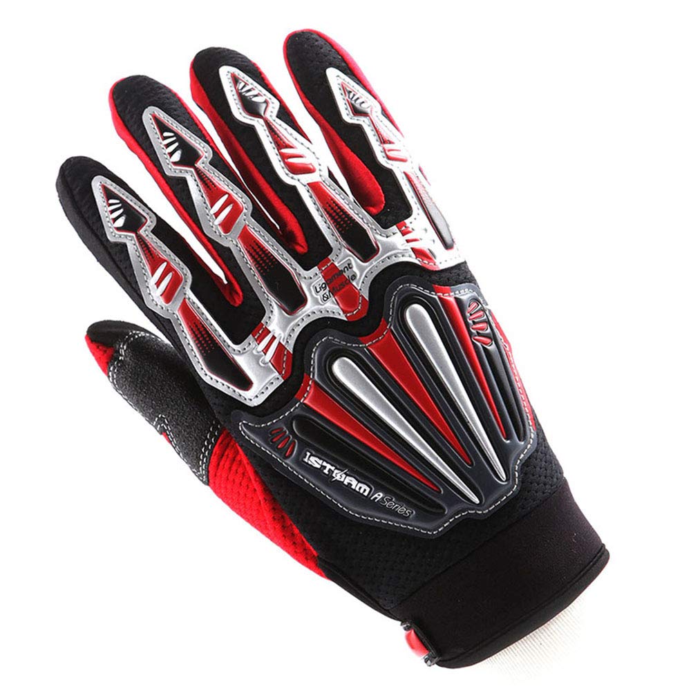 1Storm Youth Kids Motocross Gloves Motorcycle Bmx Mx Atv Dirt Bike Bicycle Cycling Gloves Skeleton Red
