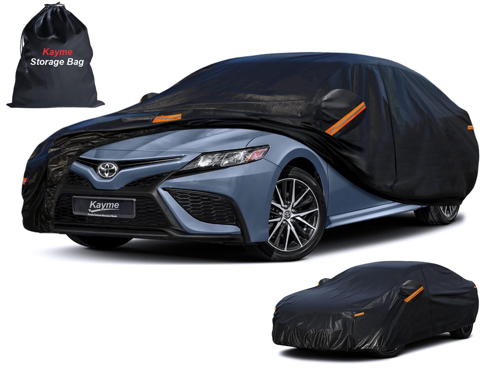 Kayme 7 Layers Heavy Duty Car Cover Waterproof All Weather, Full Exterior Cover Outdoor Snow Sun Uv Protection With Zipper For A