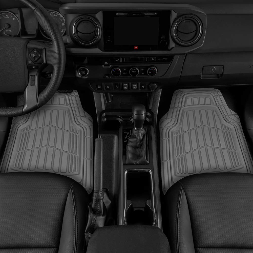 CAT ToughRide Heavy-Duty 4 Piece Rubber All Season Floor Mats for Car Truck Van SUV, Gray - Premium Trim to Fit Car Floor Mat, A