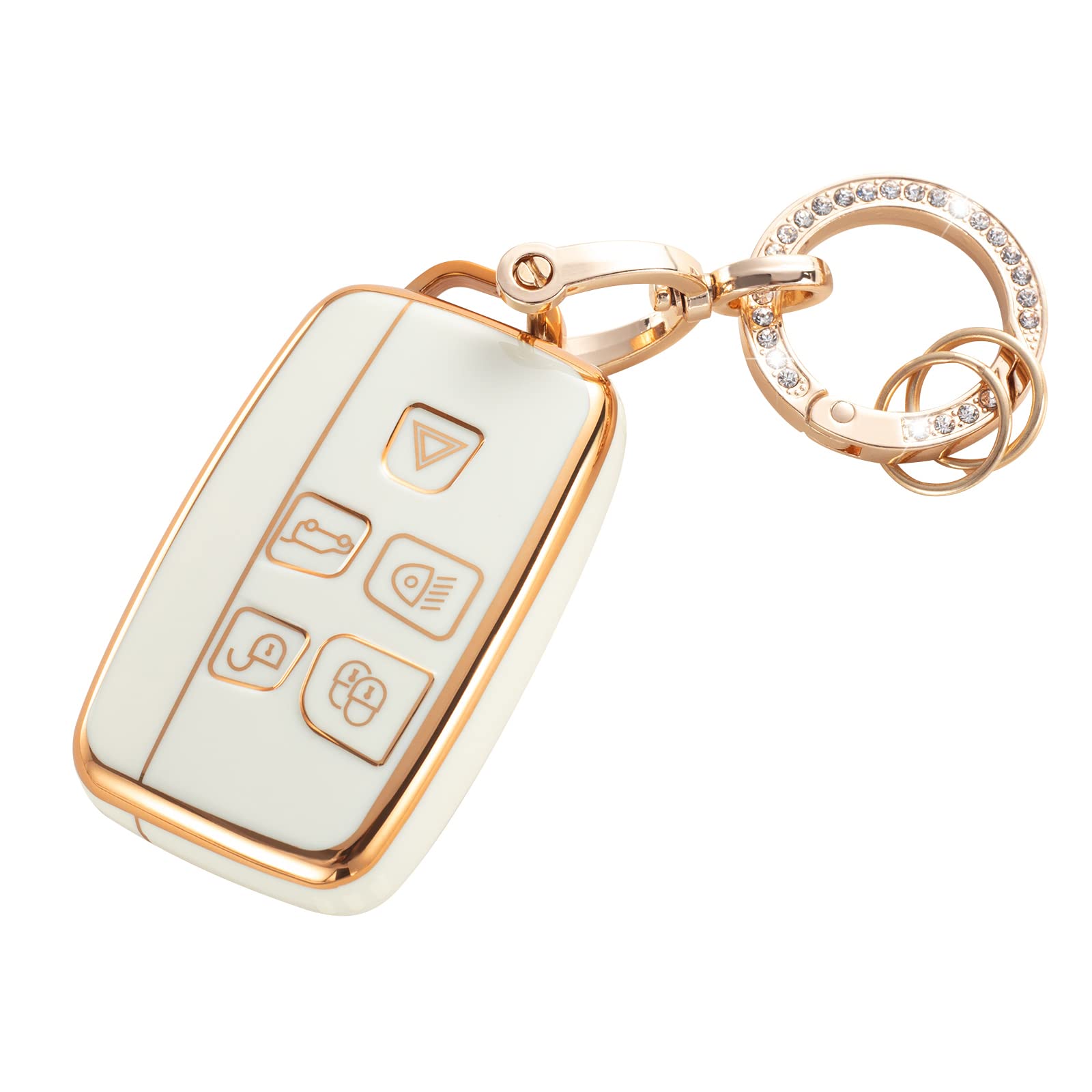 RUABIBAN Key Fob Cover Compatible with Land Rover Jaguar, TPU Key Case Protection Shell Fit for Evoque Velar Sport Discovery Fre