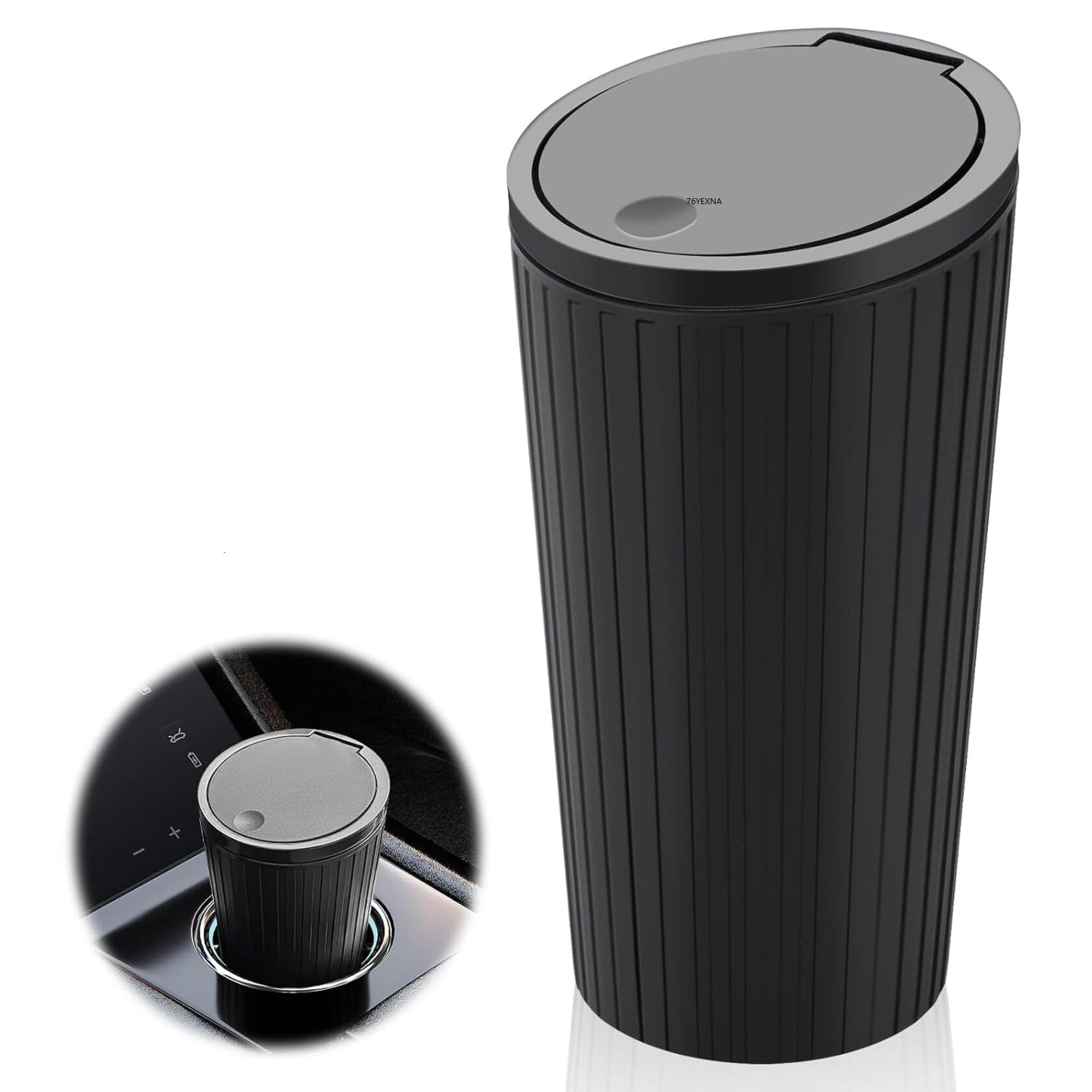 76YEXNA Plastic Carbin Mini Car Trash Can with Lid,Small Portable Leakproof Garbage Bin, PressTop Design for Car, Home, Kitchen
