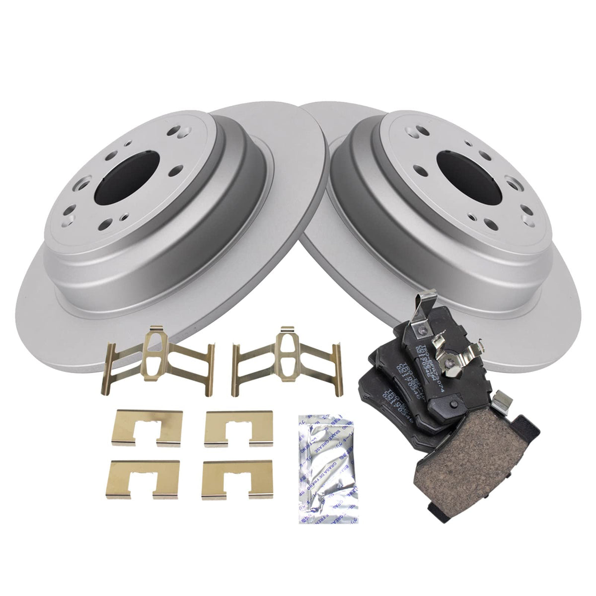 Trq Rear Brake Pad & Rotor Kit Brake Pads Brake Rotor Ceramic Premium G-Coated Compatible With 2010-2011 Honda Accord Crosstour