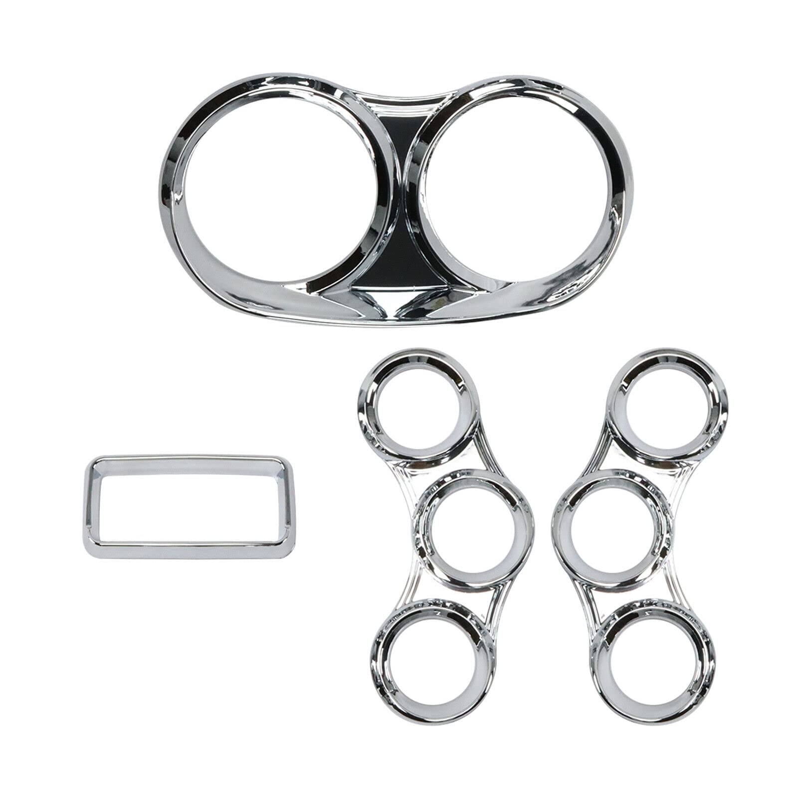 LOSTAR Peterbilt Center Gauge Cover Kit, Instrument Dash Gauge Covers with Visor Chrome Fits 2006-2020 Peterbilt 379 384 386 387