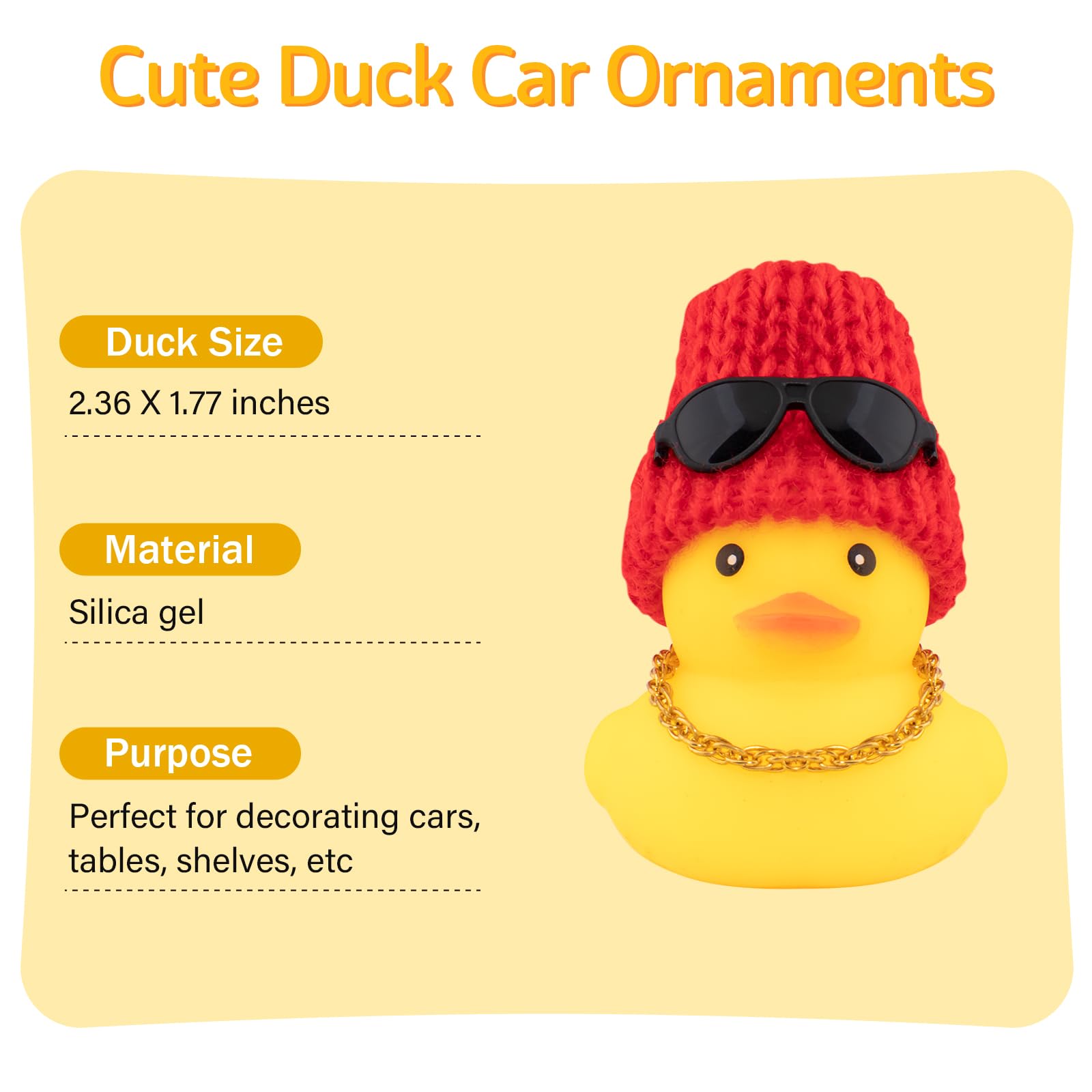 Wonuu Rubber Duck Car Ornaments Yellow Duck Car Dashboard Decorations With Propeller Helmet For Christmas Decor And Home Decorations For Adults (U-Red)