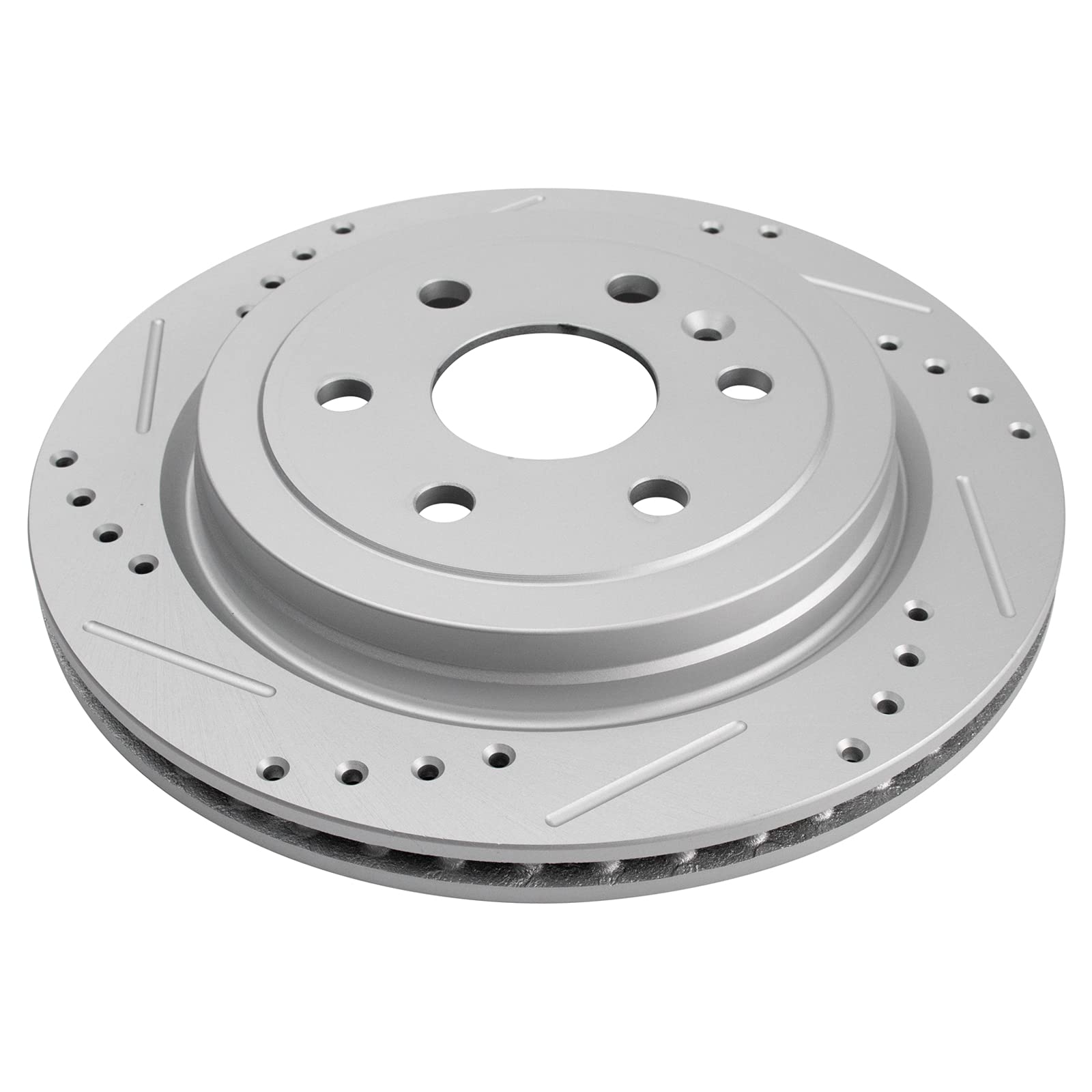 Trq Rear Performance Brake Rotors Set Vented Premium G-Coated Cross Drilled & Slotted Compatible With 2010-2016 Cadillac Srx