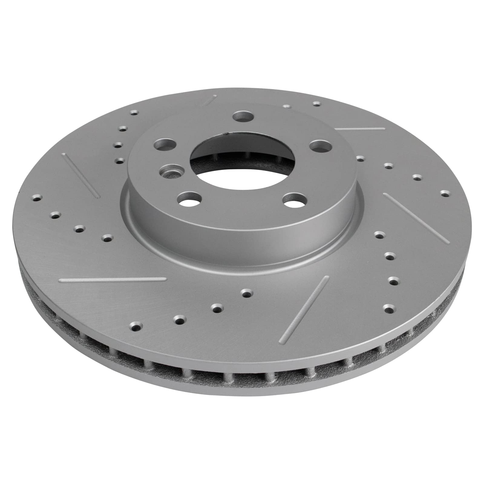Trq Front Performance Brake Rotors Set Vented Premium G-Coated Cross Drilled & Slotted Compatible With 2007-2018 Bmw X5 2011-201
