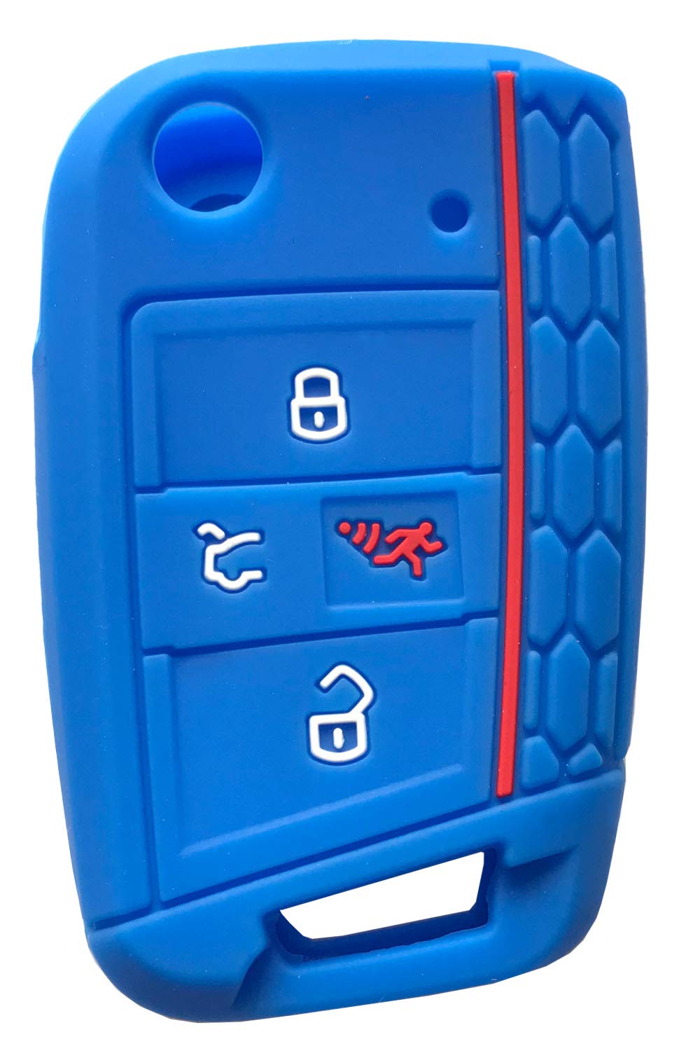 Horande Silicone Protector Key Fob Cover Case Fit For Vw Tiguan Gti Jetta Golf Polo Keyless Entry Remote Key Fob (Black+Blue)