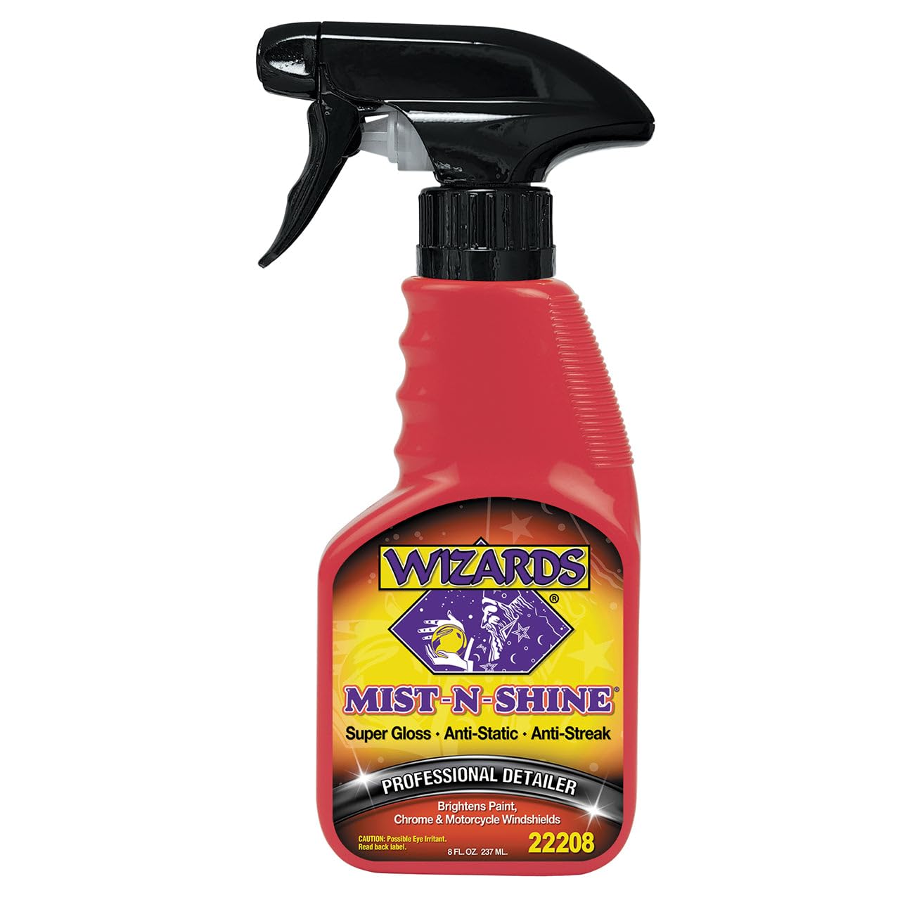 Wizards Mist-N-Shine Professional Detailer - Multi-Use Glass Cleaner For Vehicles - Adds Gloss To Paint, Chrome And Glass - 8 Oz Detail Spray - Made In Usa