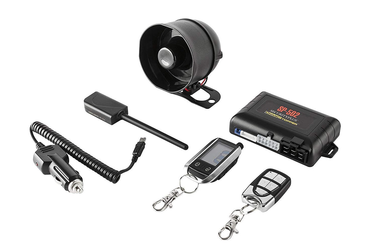 Crimestopper Sp-502 2-Way Lcd Paging Combo Alarm, Keyless Entry And Remote Start System With Rechargeable Remote