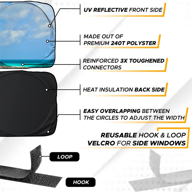 Econour Semi-Truck Printed Sun Shade For Windshield And Side Windows | 2 Tropical Tree 240T Sunshade To Block Uv/Sun Heat Rays |