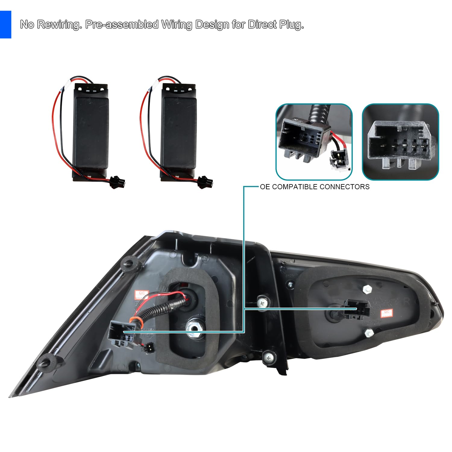 Spec-D Tuning Glossy Black LED Tail Lights Brake Lamps Compatible with 2015-2017 Volkswagen Golf GTI Models, Left + Right Pair A