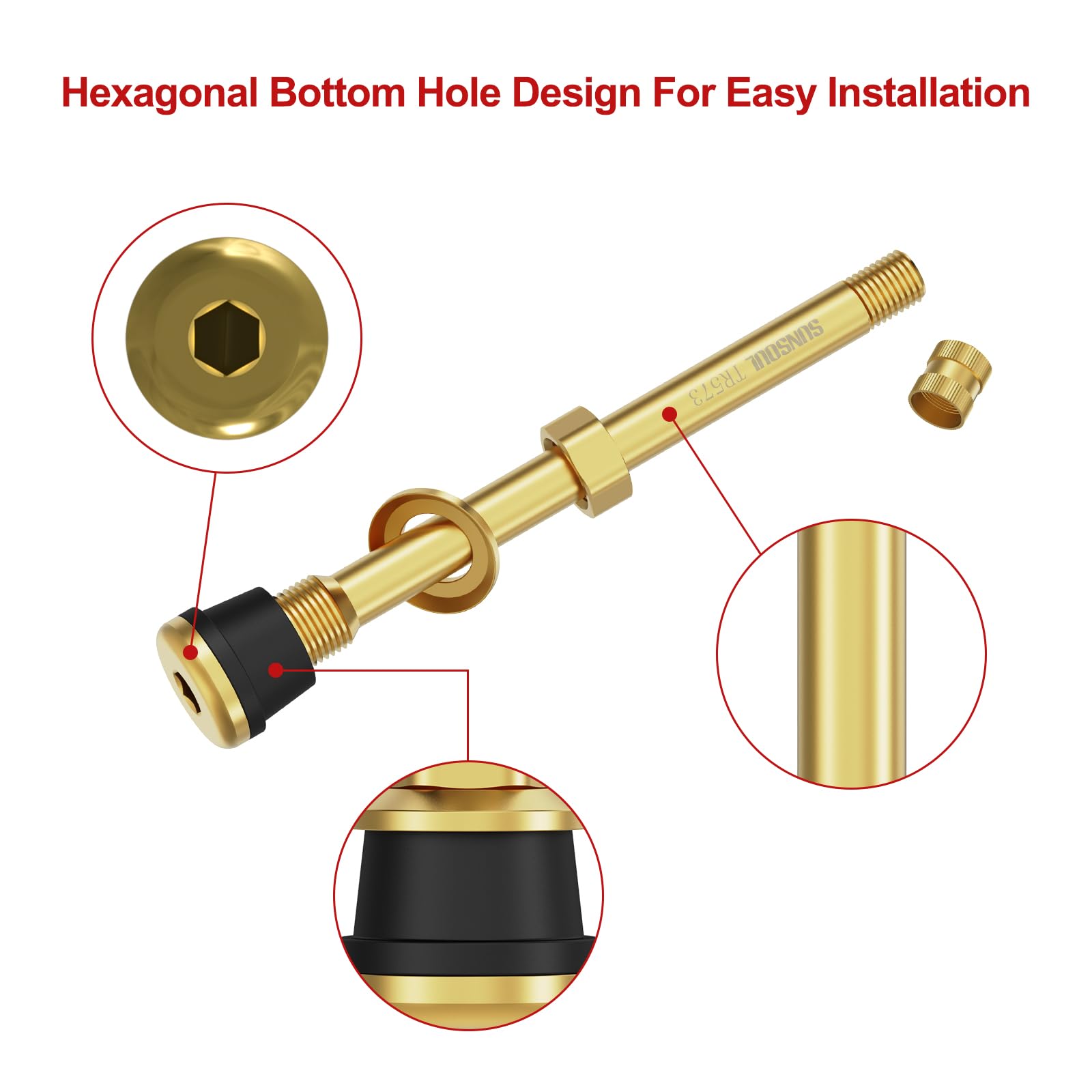 Sunsoul Tr573 10Pcs Truck Tire Valve Stems, Brass Commercial 4-3/8 Valve Stems For Rim F.625''