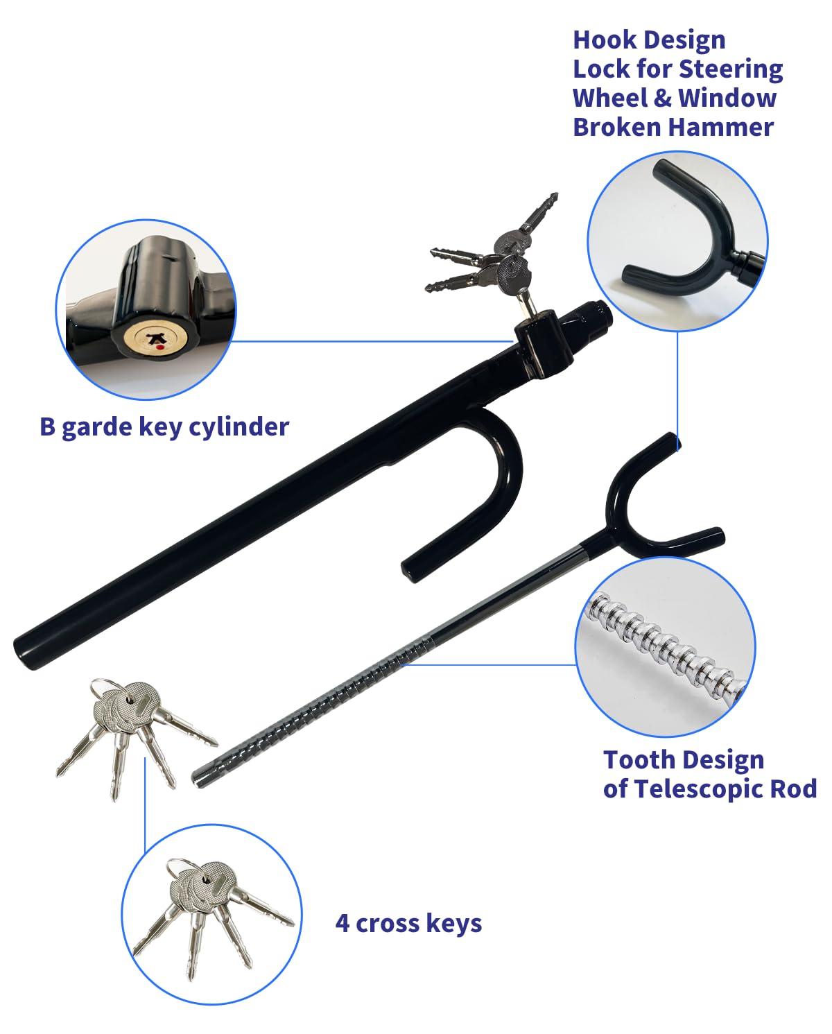 Steering Wheel Lock Anti-Theft Car Device Car Wheel Locks Heavy Duty Vehicle Security Steering Wheel Lock For Truck Car Vehicles