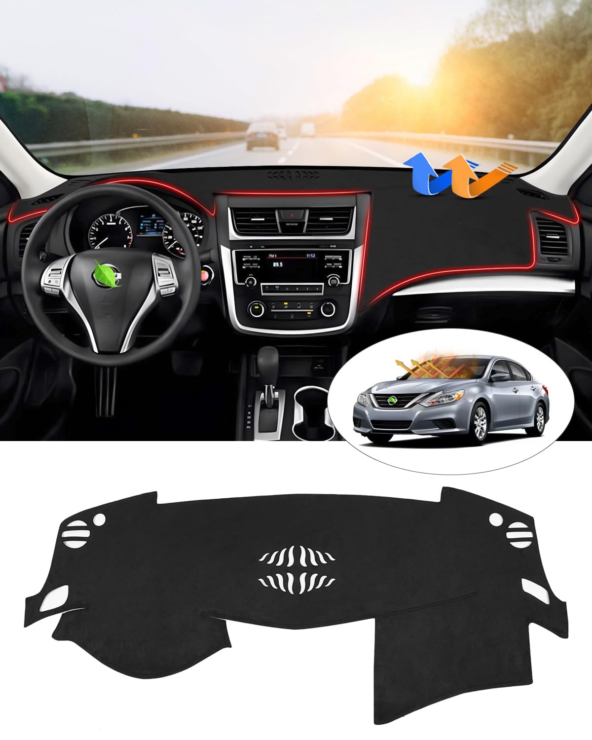 Cartist Dash Cover Custom Fit For Nissan Altima 2013-2018,Nissan Altima Accessories Dashboard Cover Mat Non-Slip Pad Carpet Anti