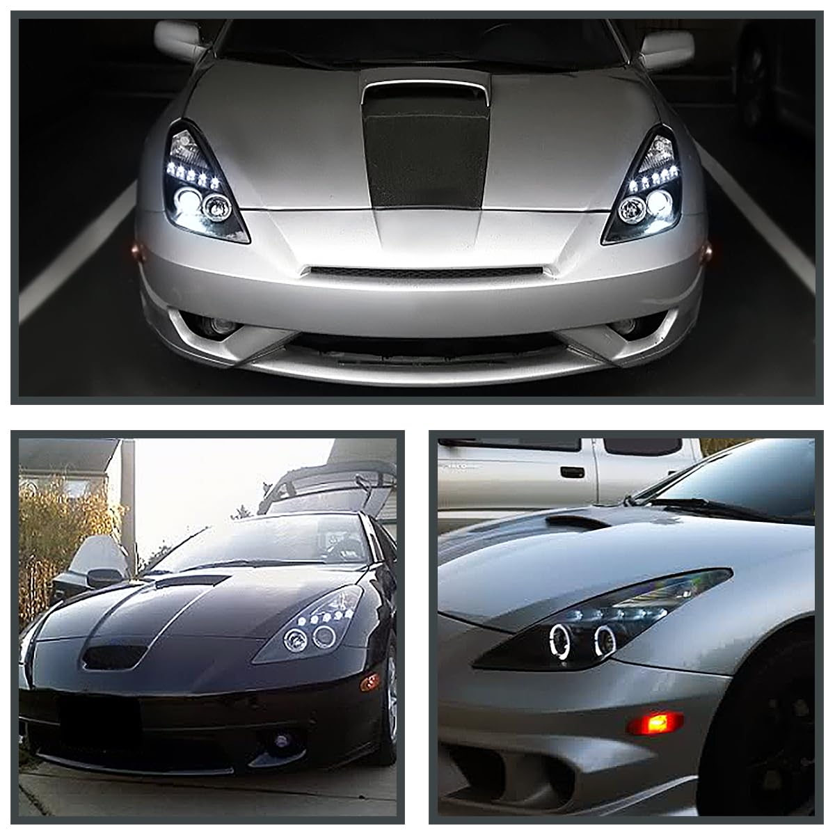 Spec-D Tuning Led Black Projector Headlights Compatible With 2000-2005 Toyota Celica, Left + Right Pair Headlamps Assembly