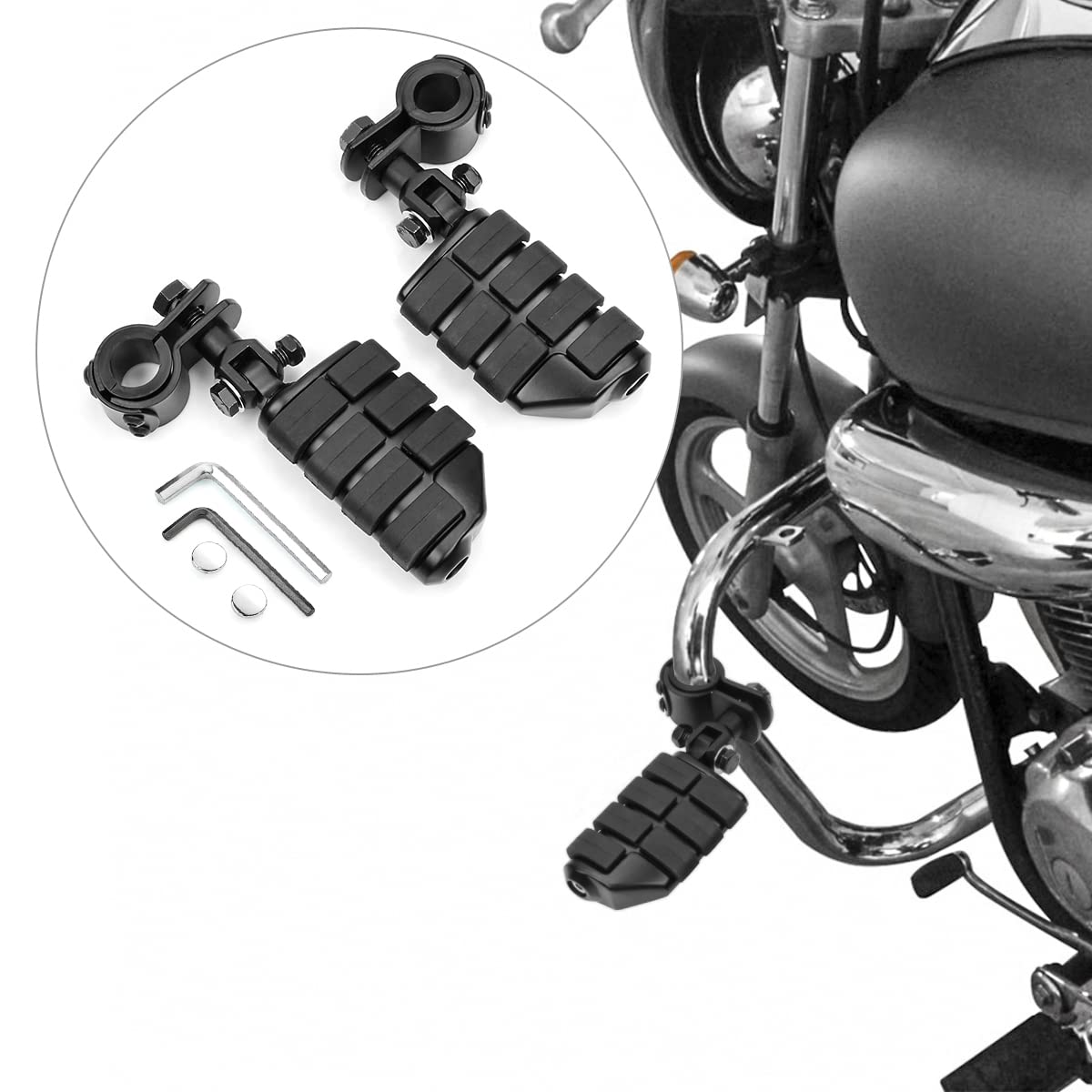 Motorcycle Foot Pegs Foot Rest Highway Footpegs Compatible With Road King Street Glide Honda Kawasaki Suzuki Yamaha 25Mm 32Mm 34M (Black)