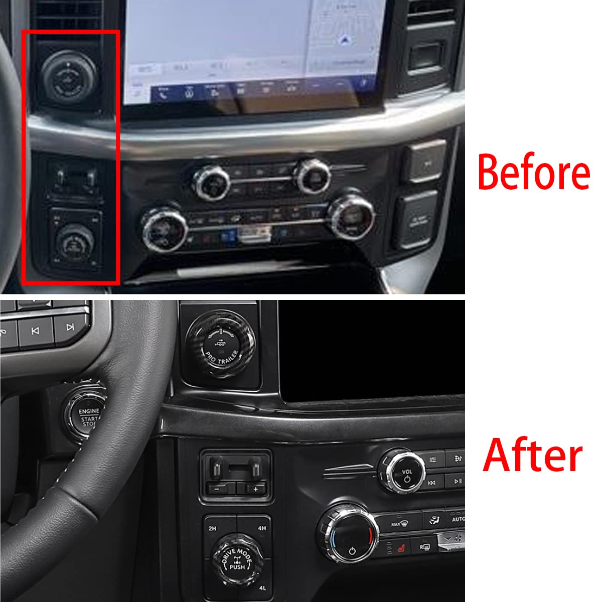 Keptrim For 2021 2022 2023 Ford F-150 Abs Carbon Fiber Air Conditioning Switch Button Knob Trim, 2Pcs