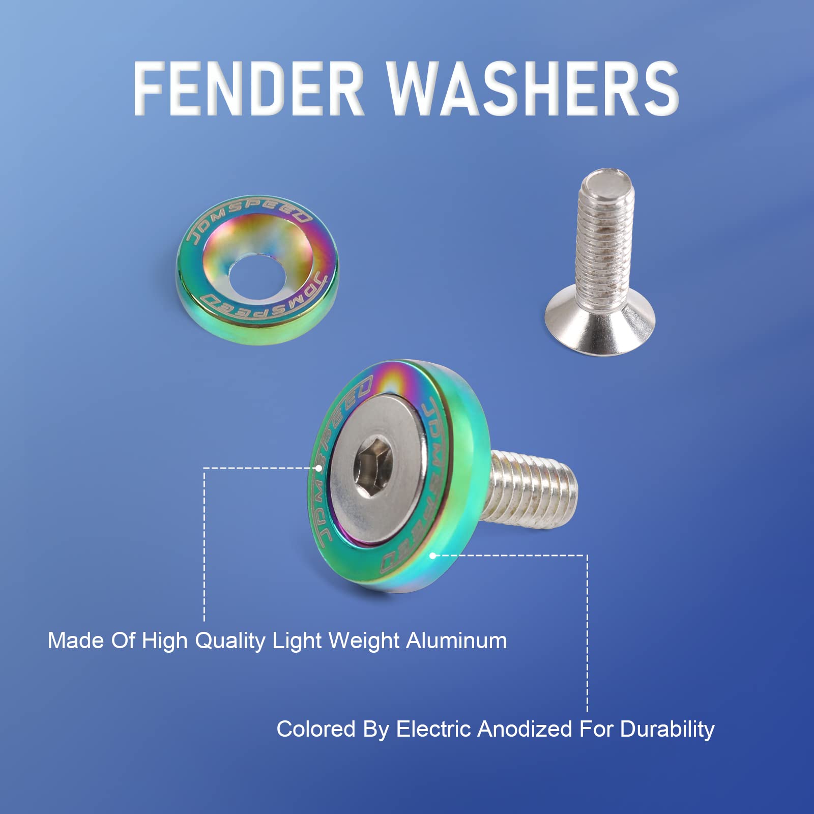 Jdmspeed 20 Pcs Neo Chrome Cnc Billet Aluminum Fender Washer Engine Bay Dress Up Kit