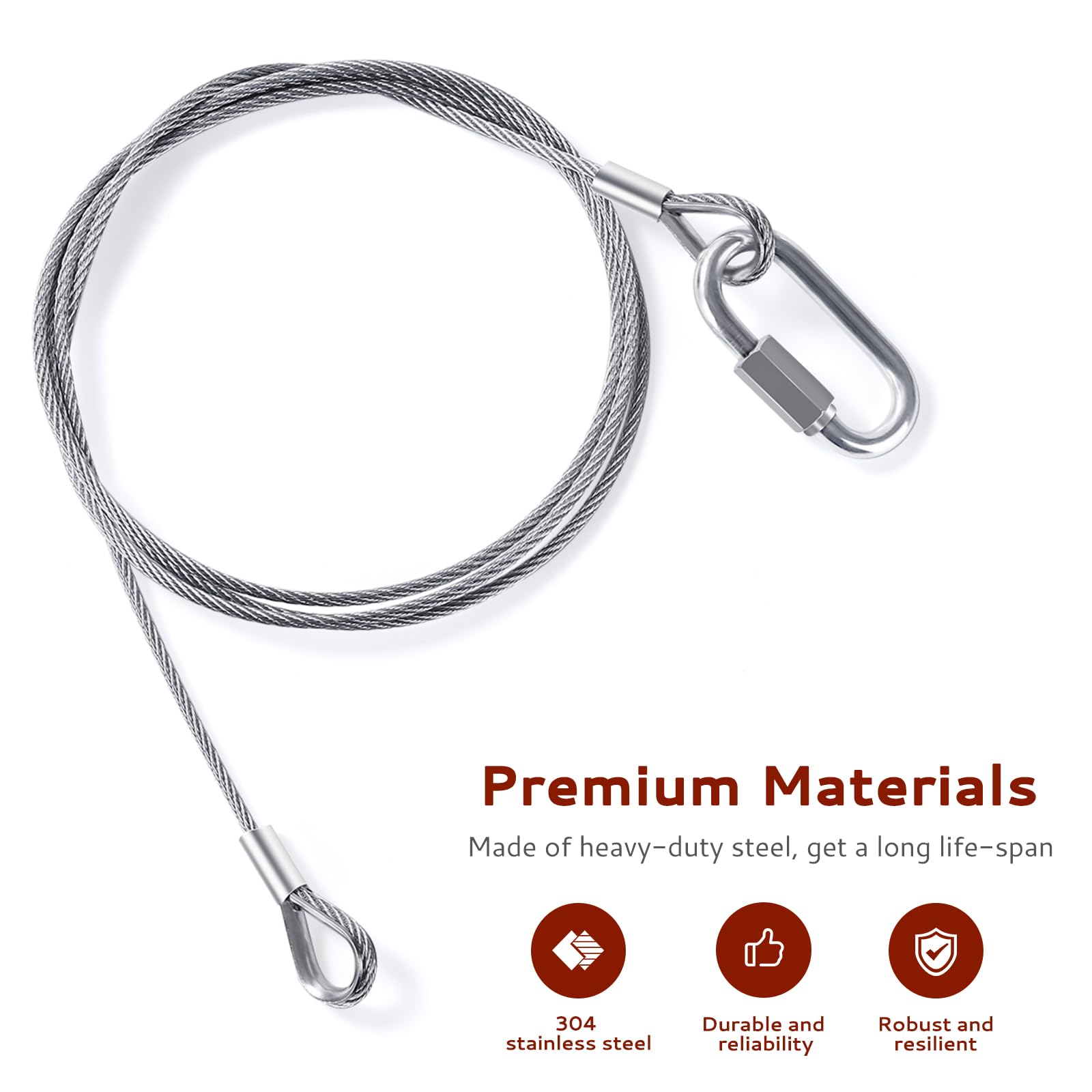 2Pcs Lift Cable Compatible With Gorilla Lift Trailer Gate Assist With Ez Spring Clips, With 4Pcs Aluminum Alloy Rollers Pins Washers, Fit For Open Utility Trailer Tailgate Ramp Lift Assist Kit