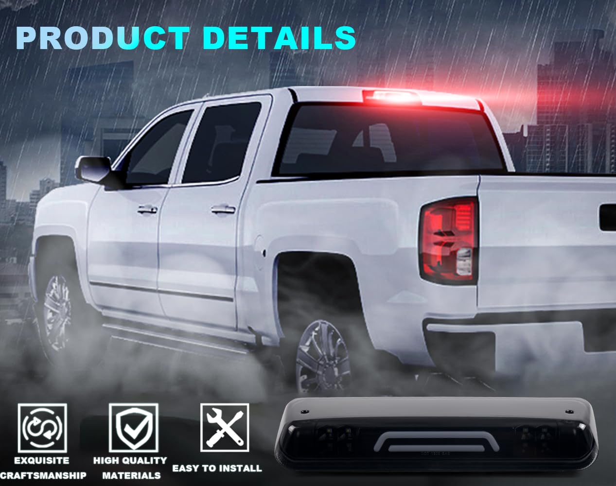 Pit66 Led 3Rd Brake Light, Compatible With Ford F150 Lobo 04-08/Fit Ford Explorer Sport Trac 07-10/Fit Lincoln Mark Lt 06-08, Th