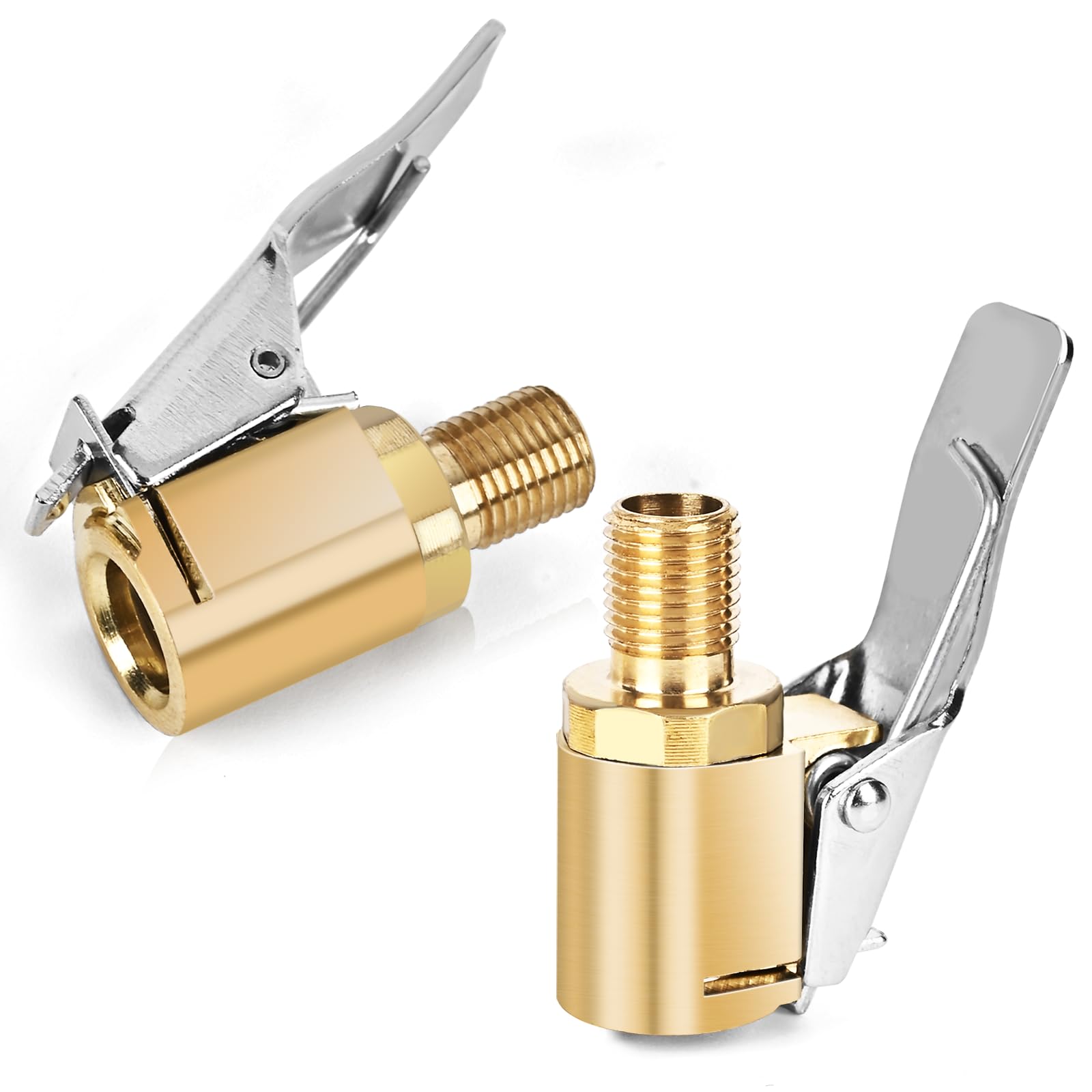 2pcs Locking Tire Air Chuck,Brass Tire Inflation Hose Adapter,Tire Nozzle With Tire Valve Threads,Unscrewed Connection Converted