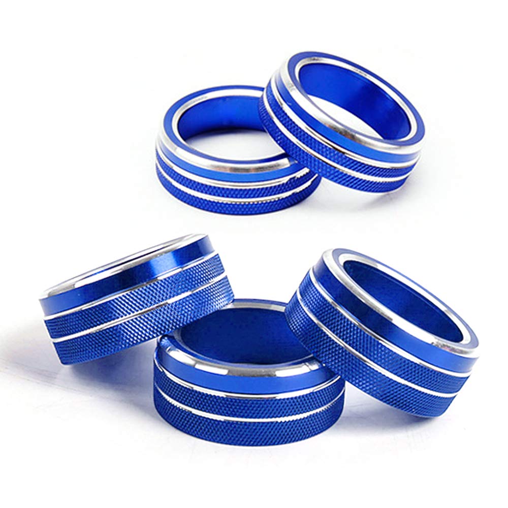 Thor-Ind 5Pcs Aluminum Car Centre Console Ac Air Conditioning Knob Sound Volume Knob Cover Trim For 10Th Honda Accord Sedan Sport Ex Ex-L Lx 2018 2019 2020 2021 (Blue)