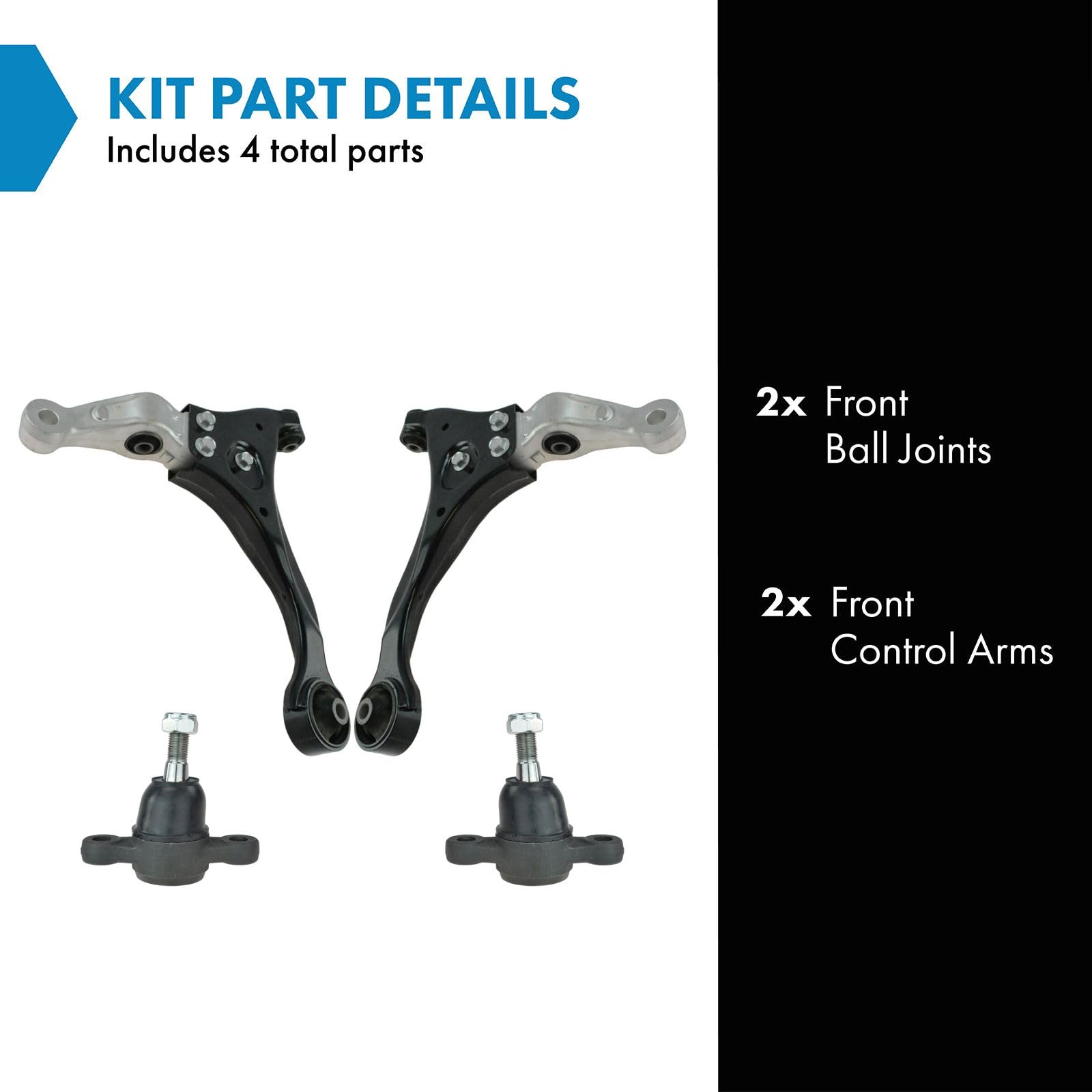 TRQ Front Control Arm with Ball Joint Set Compatible with 2006-2010 Hyundai Sonata