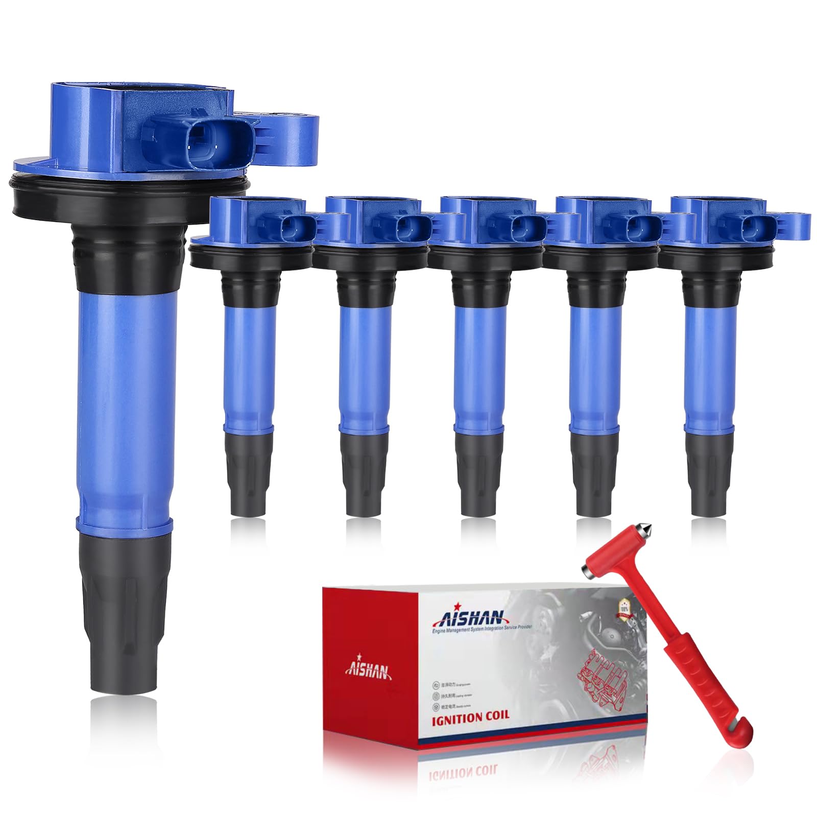 Aishan Set Of 6 Ignition Coil Pack Compatible With Ford Explorer F150 Edge Fusion Mustang Taurus, For Lincoln Mks Mkx Mkt Mkz, F