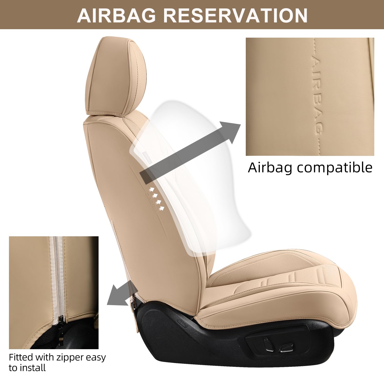 Tiehesyt Car Seat Covers Full Set, Breathable Leather Automotive Front And Rear Seat Covers, Car Seat Protectors Full Set, Compa