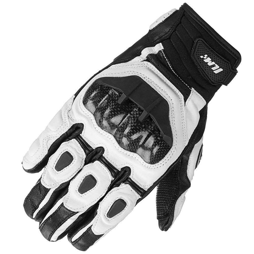 Ilm Air Flow Leather Motorcycle Gloves Touchscreen For Men And Women Model-Grc01 (Xxl, White)