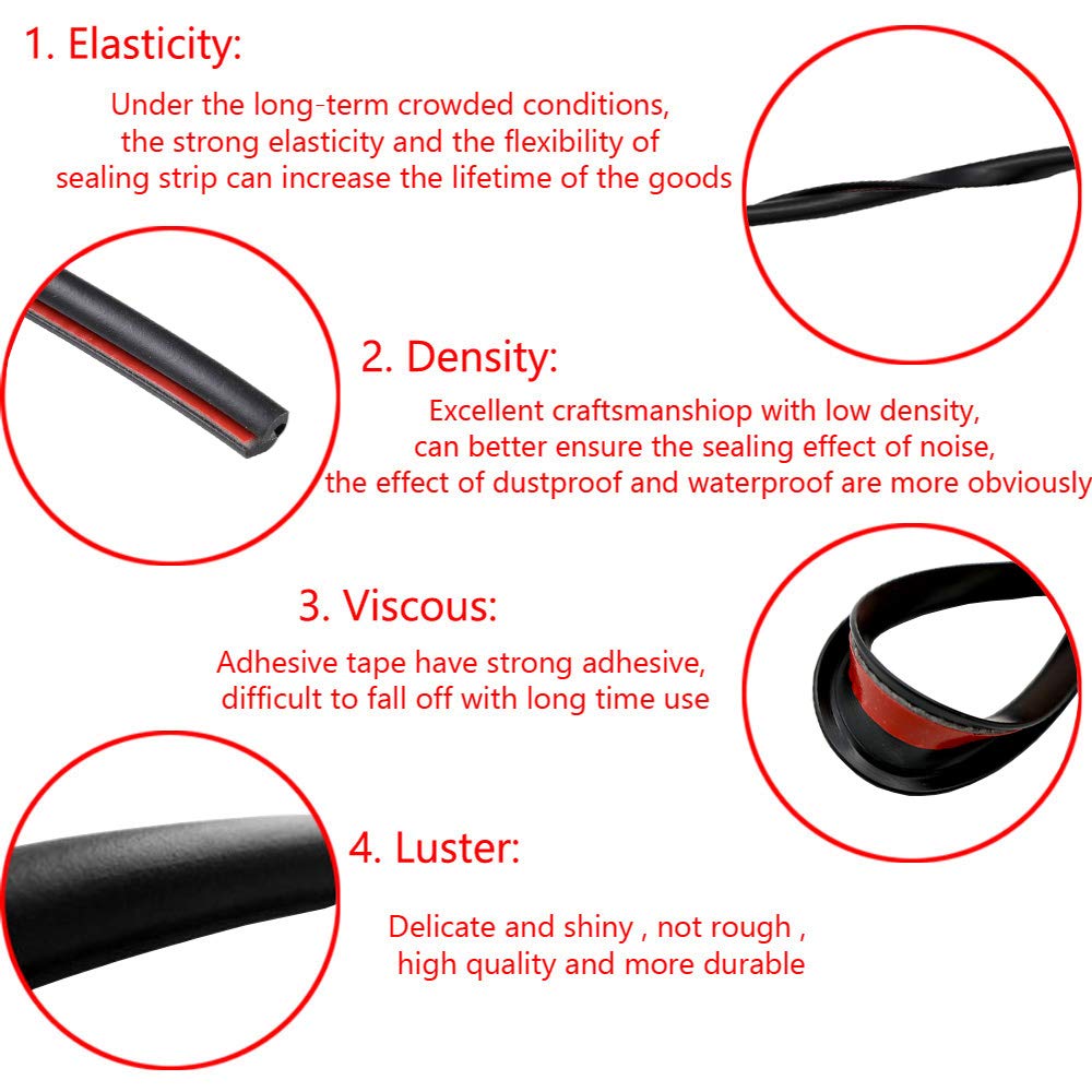 Esupport 16Ft 5M U Shape Car Door Moulding Rubber Scratch Protector Strip Edge Guard Trim Seal White