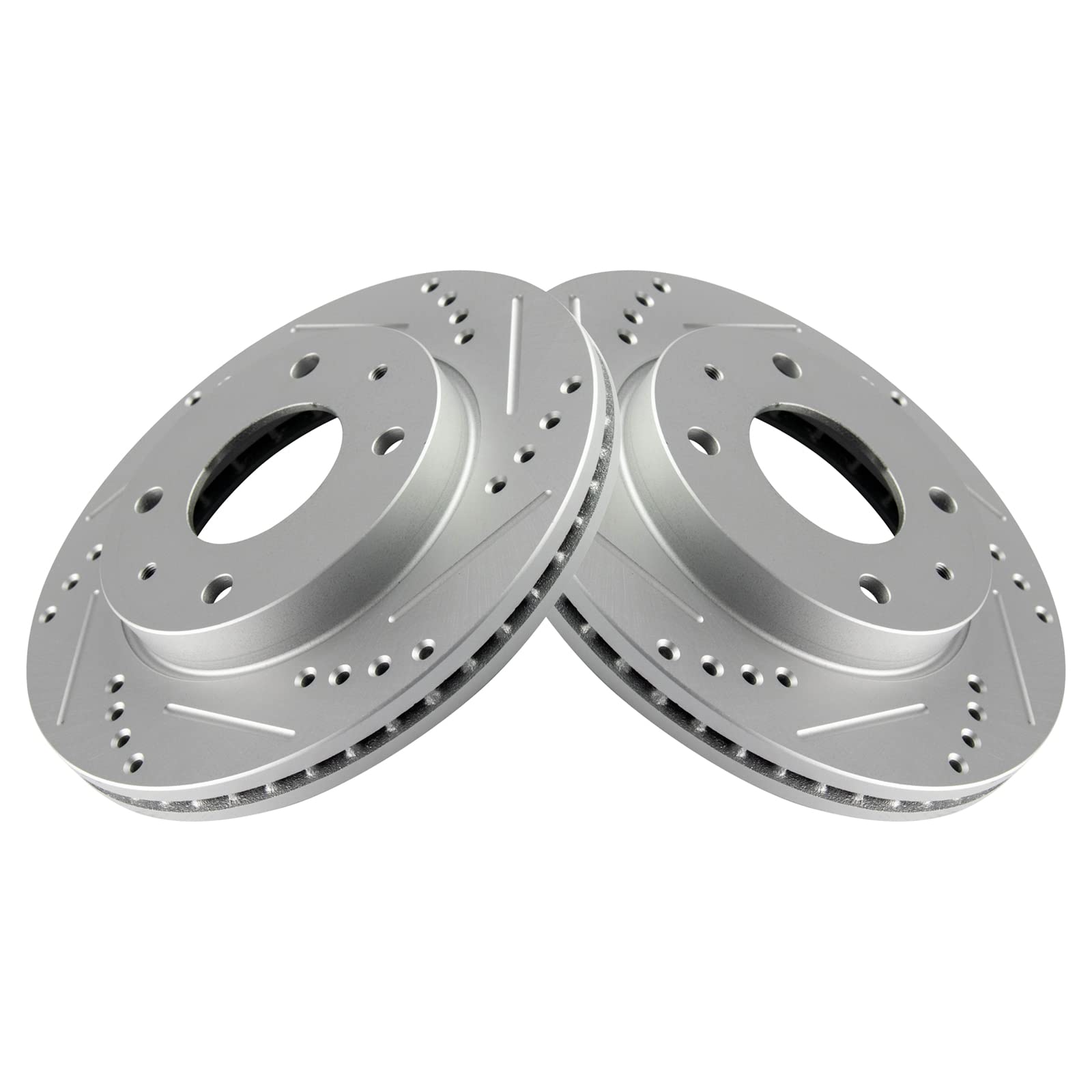 Trq Performance Brake Rotor Drilled Slotted Front Coated Pair Compatible With Hyundai