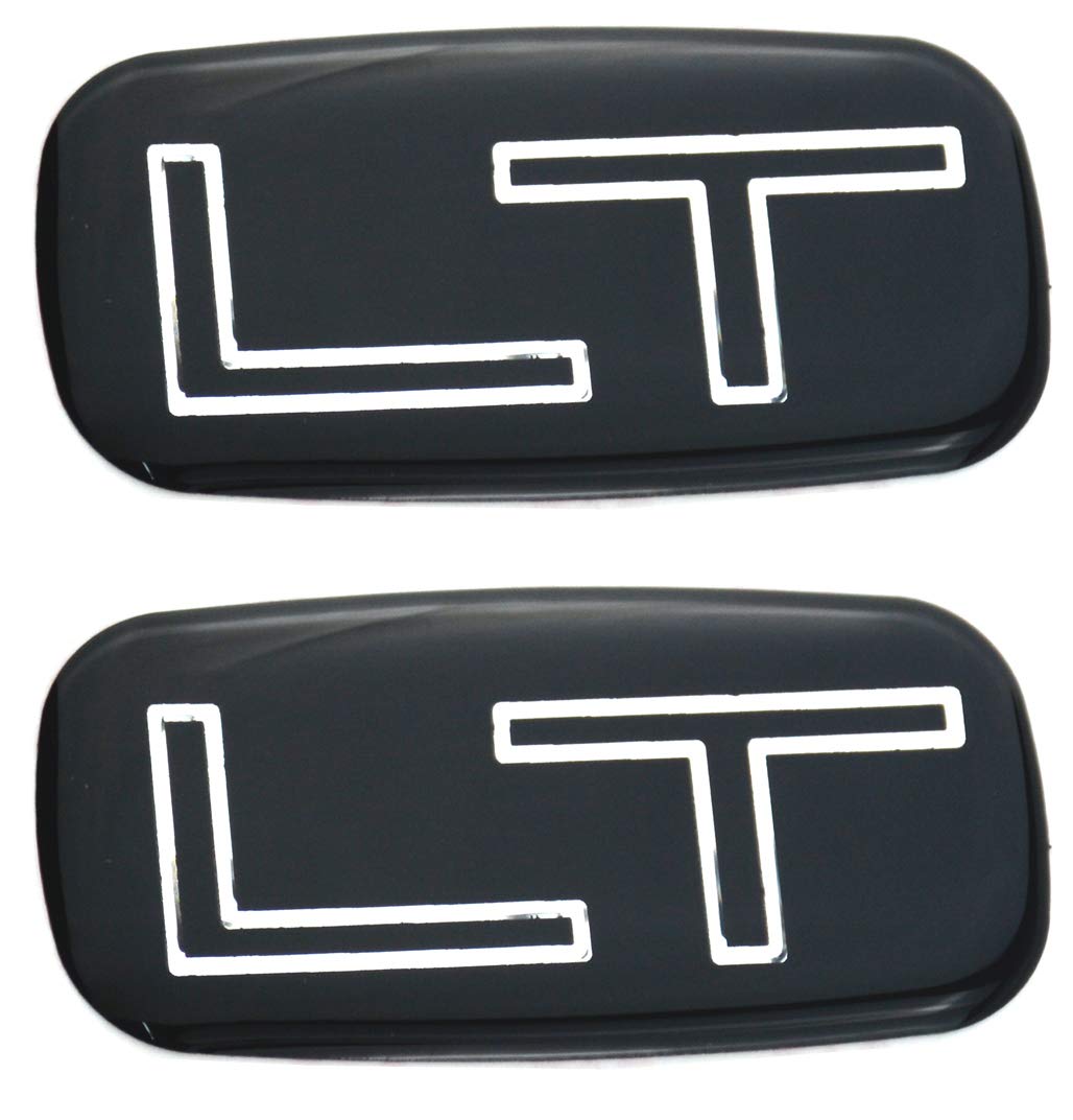 2 Pcs LT Nameplate Emblem Badge Replacement for 99-07 Chevrolet Silverado Suburban Tahoe Chevy GM (Chrome/Black)