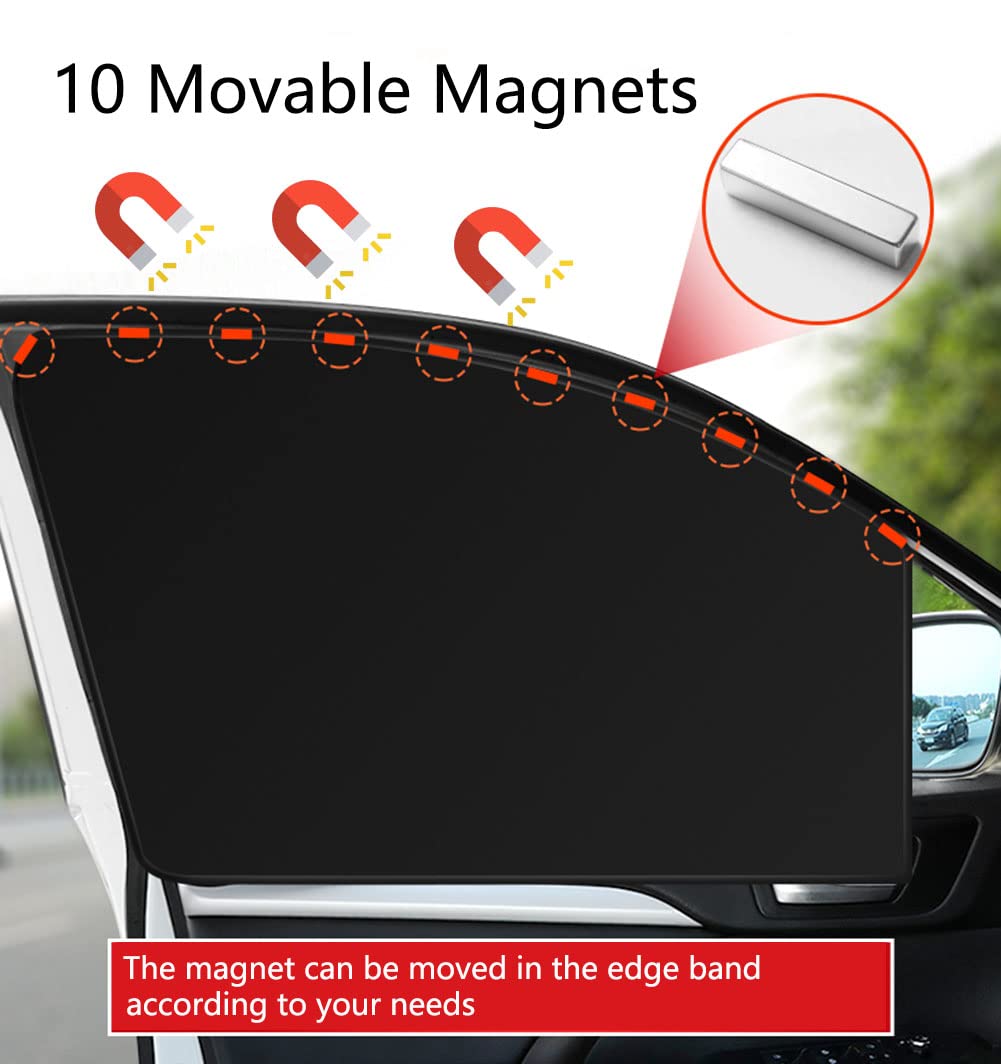 Car Side Window Sun Shades, 4 Pcs Window Sunshades Privacy Curtains, 100% Block Light For Breastfeeding, Taking A Nap, Changing Clothes, Camping (Front&Back 4Pcs)