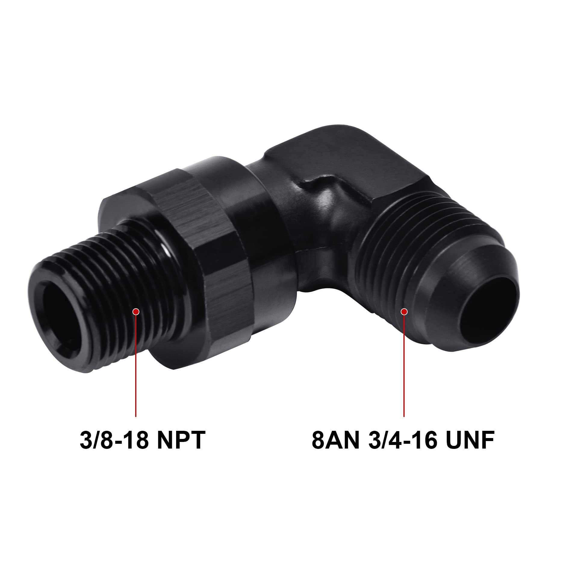 Evil Energy 8An Male Flare To 3/8 '' Npt 90 Degree Swivel Fitting Adapter Aluminum Black