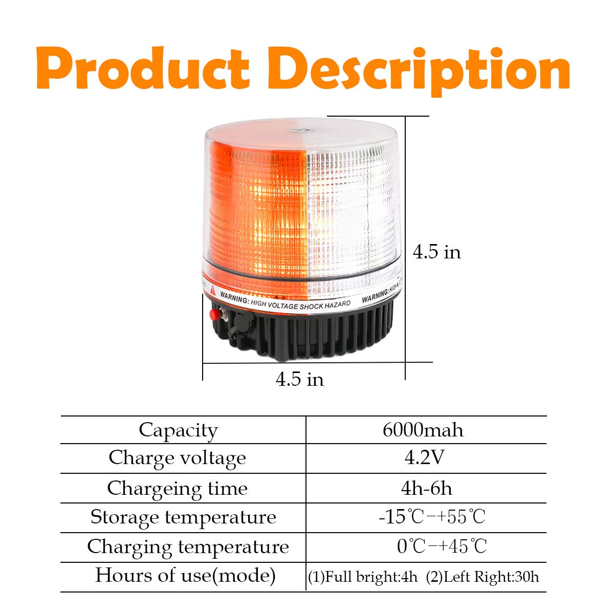 Le-Jx Amber/White Wireless Rotating Beacon Orange Battery Led Strobe Warning Light Roof Top Plow Hazard Flash Emergency Lights 1
