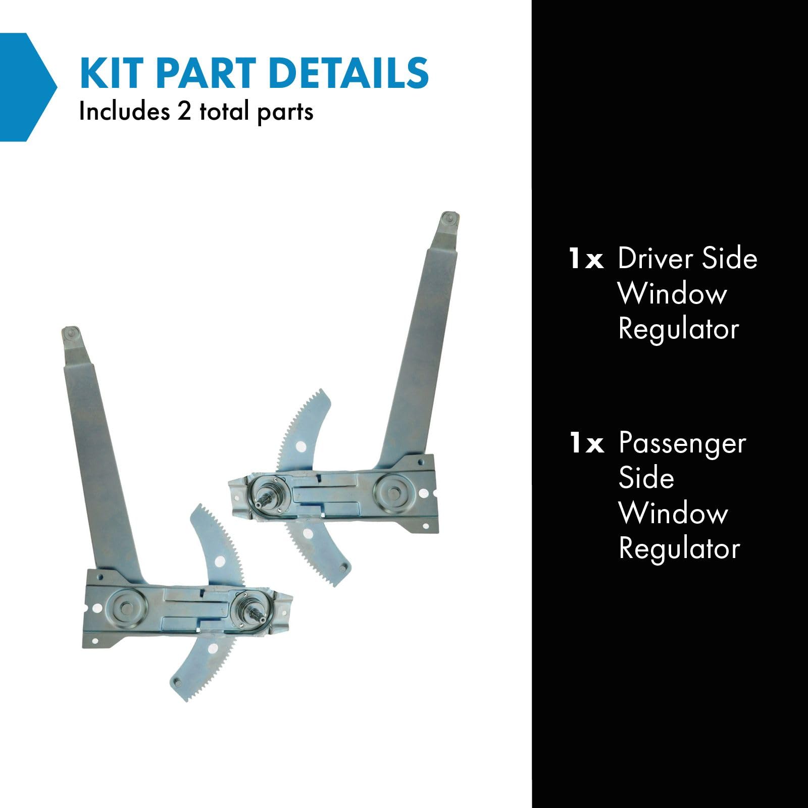 Trq Driver & Passenger Side Manual Window Regulator Set Compatible With 80-99 Ford Fo1350104 Fo1351104