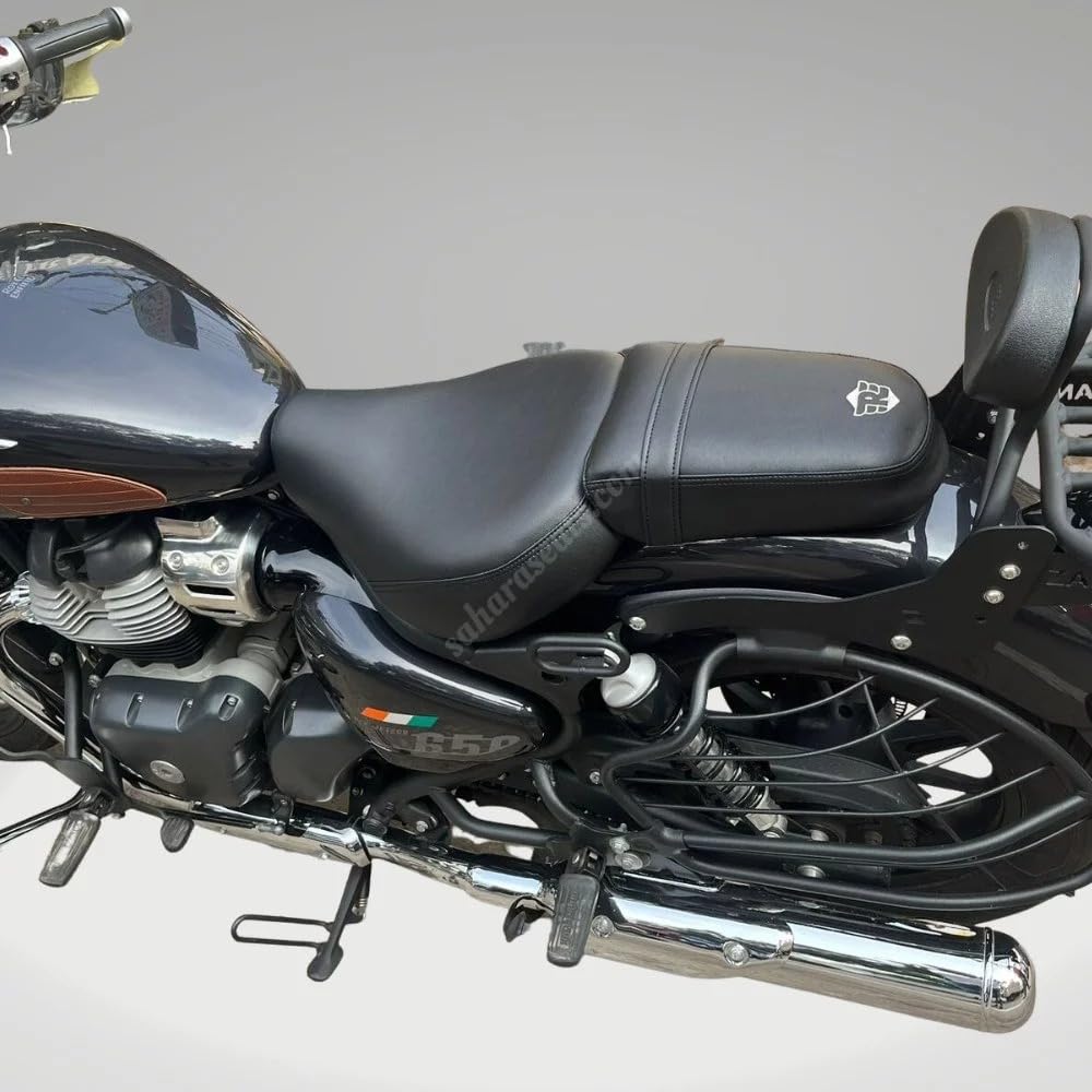 Sahara Seats  Compatible with Super Meteor 650  Vegan Leather Finish Seat Cover with Added Cushion  Black