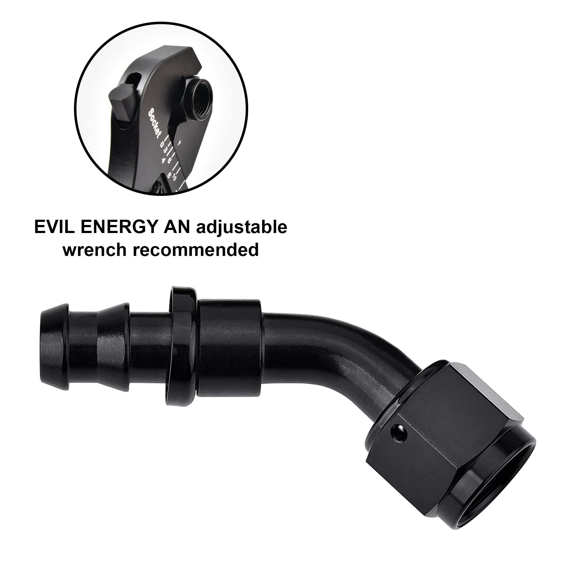 Evil Energy 6An 45 Degree Push Lock Hose Fitting End Black