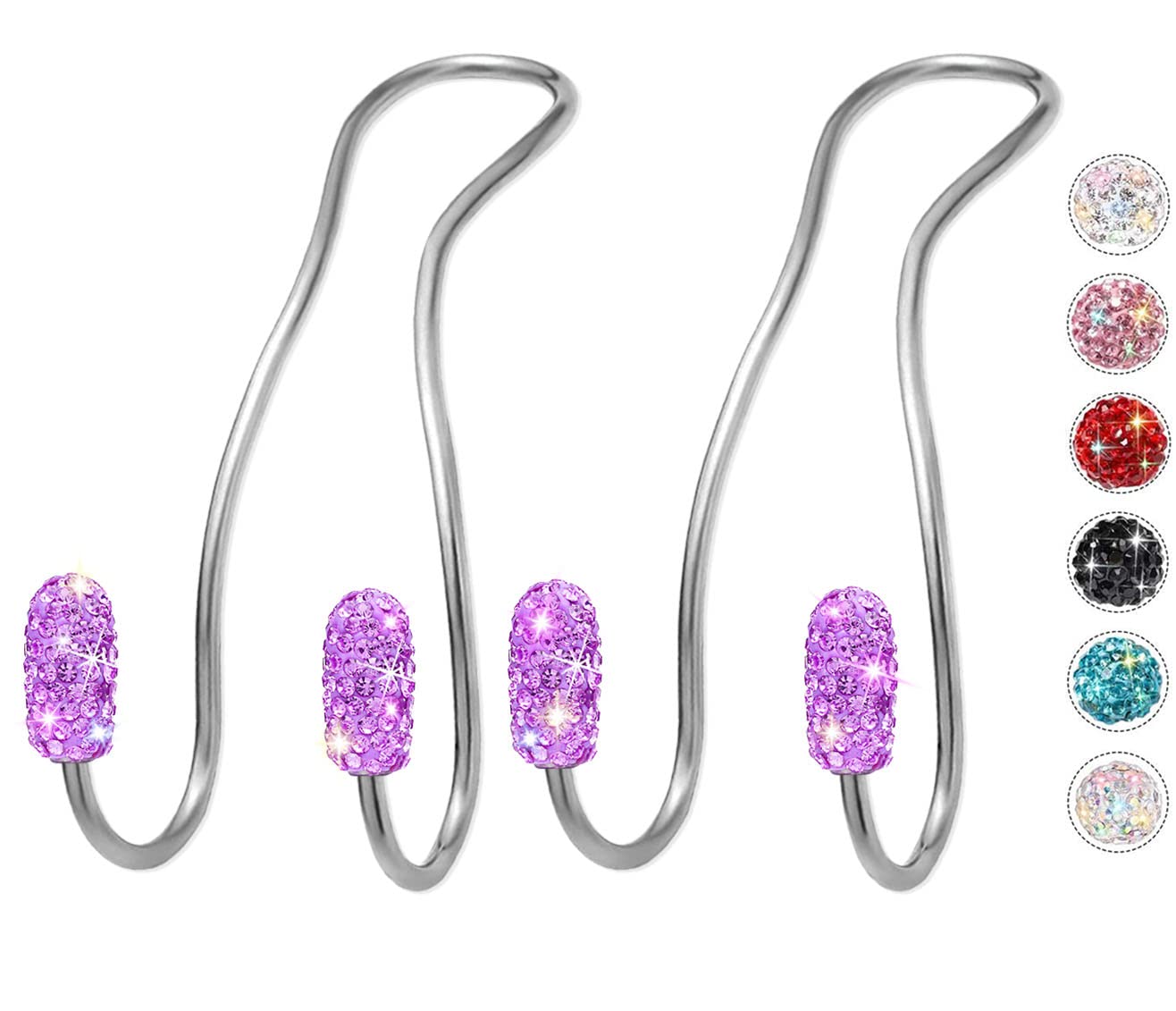 Mtgocha Car Headrest Hooks Car Purse Hanger, Universal Car Hook For Handbag And Wallet, Bling Car Accessories For Women 2 Pack,