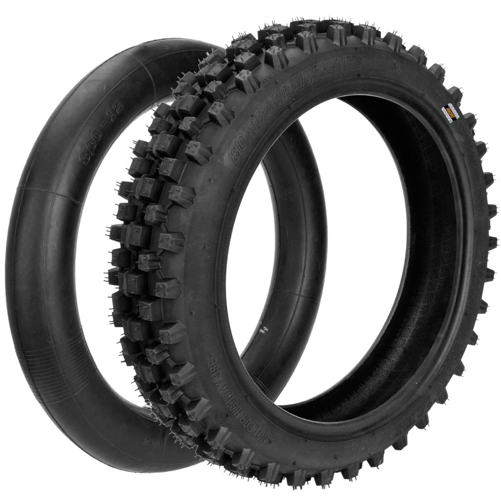 HIAORS 3.00-12 80/100-12 Rear Tire with Inner Tube Set for KLX110 DRZ110 CRF70 CRF110F RM65 KX65 PW80 Dirt Pit Bike CRF Honda Of