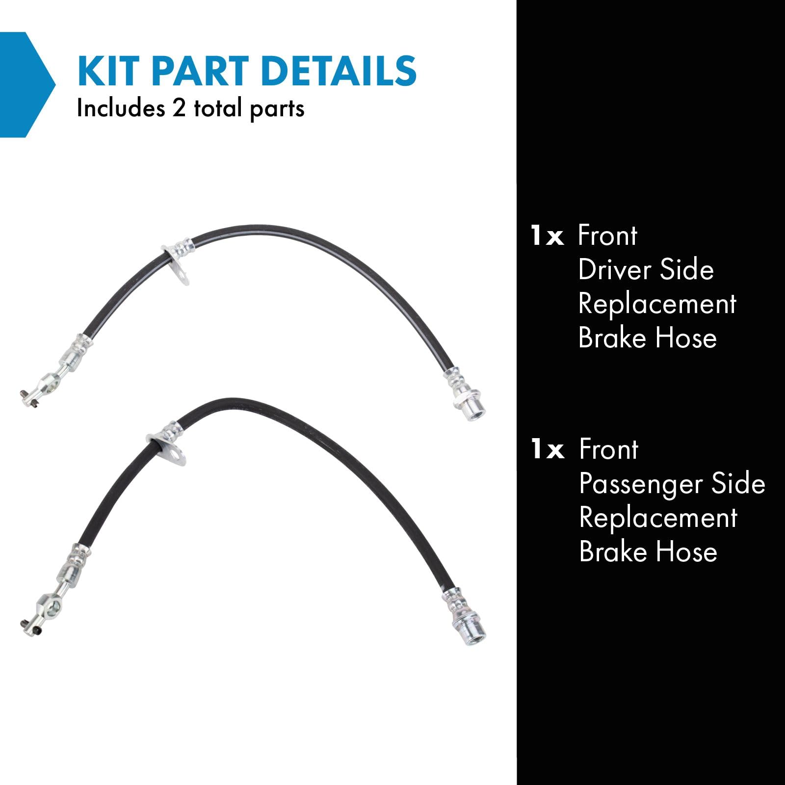 Trq Front Brake Hose Set Compatible With 1998-2002 Chevrolet Prizm 1993-1997 Geo 1995-2002 Toyota Corolla